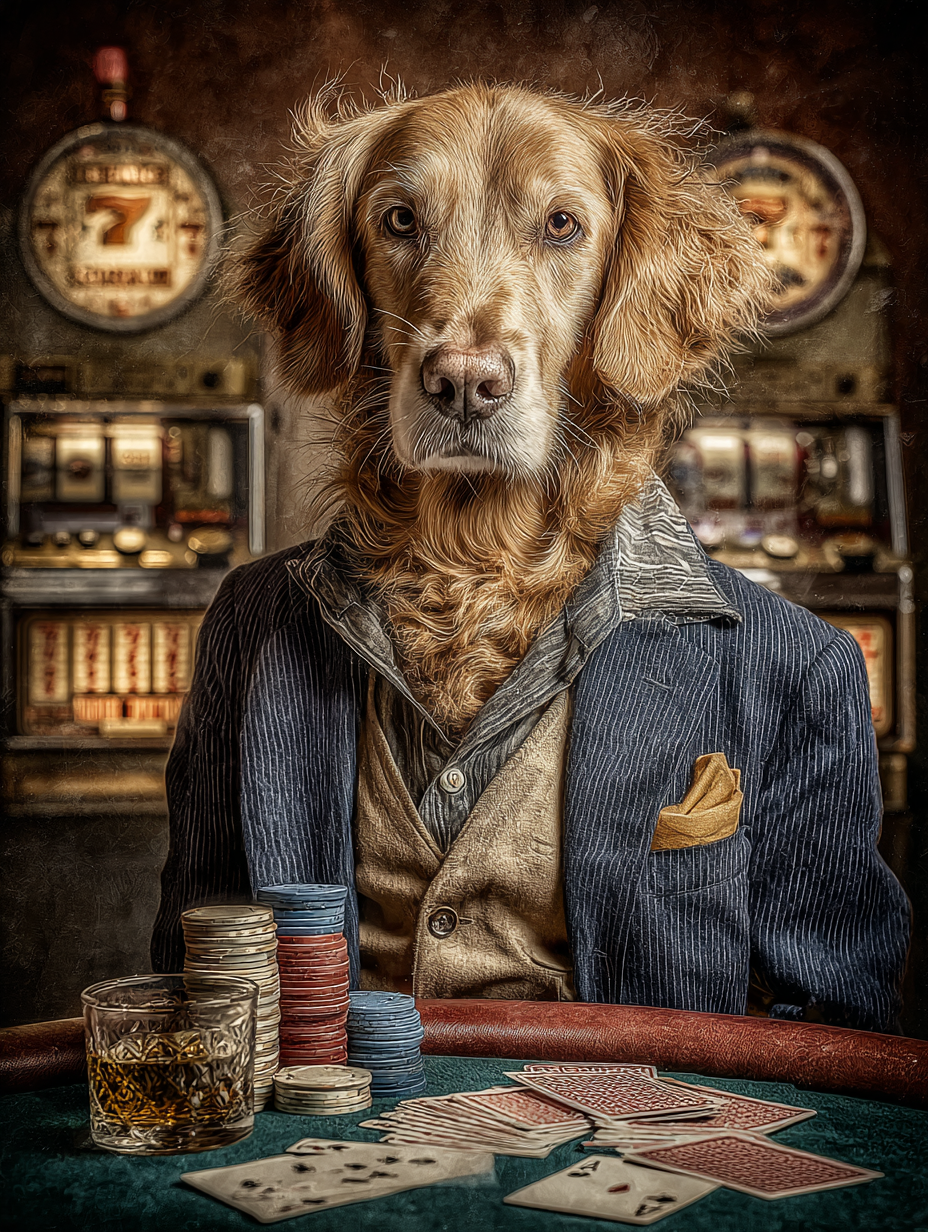 Gambler Golden Retriever Digital Download Wall Art