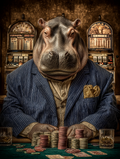 Gambler Hippopotamus Digital Download Wall Art