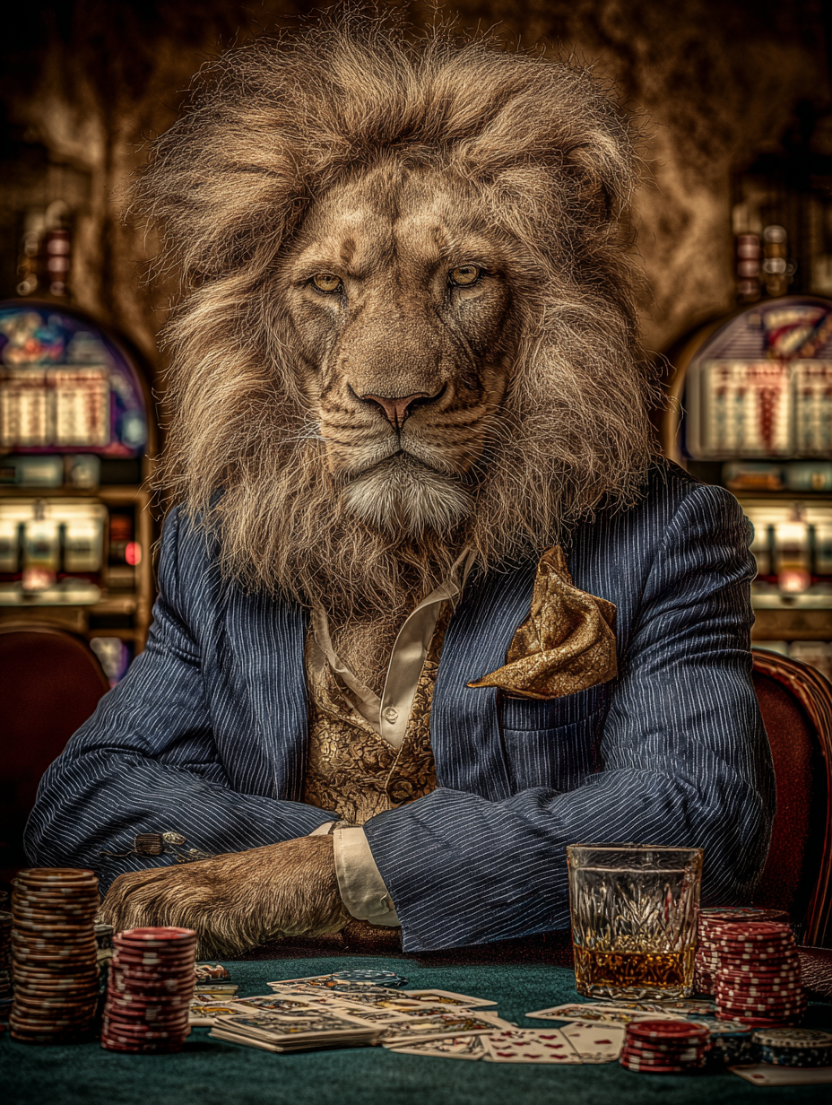 Gambler Lion Digital Download Wall Art