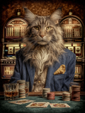 Gambler Maine Coon Cat Digital Download Wall Art
