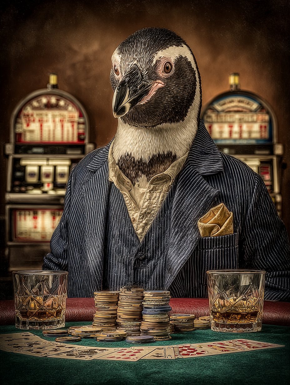 Gambler Penguin Digital Download Wall Art