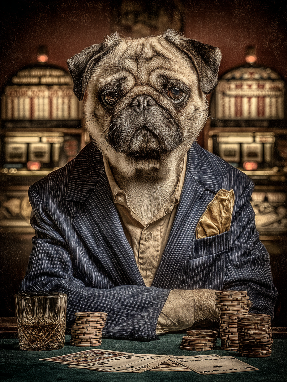Gambler Pug Digital Download Wall Art