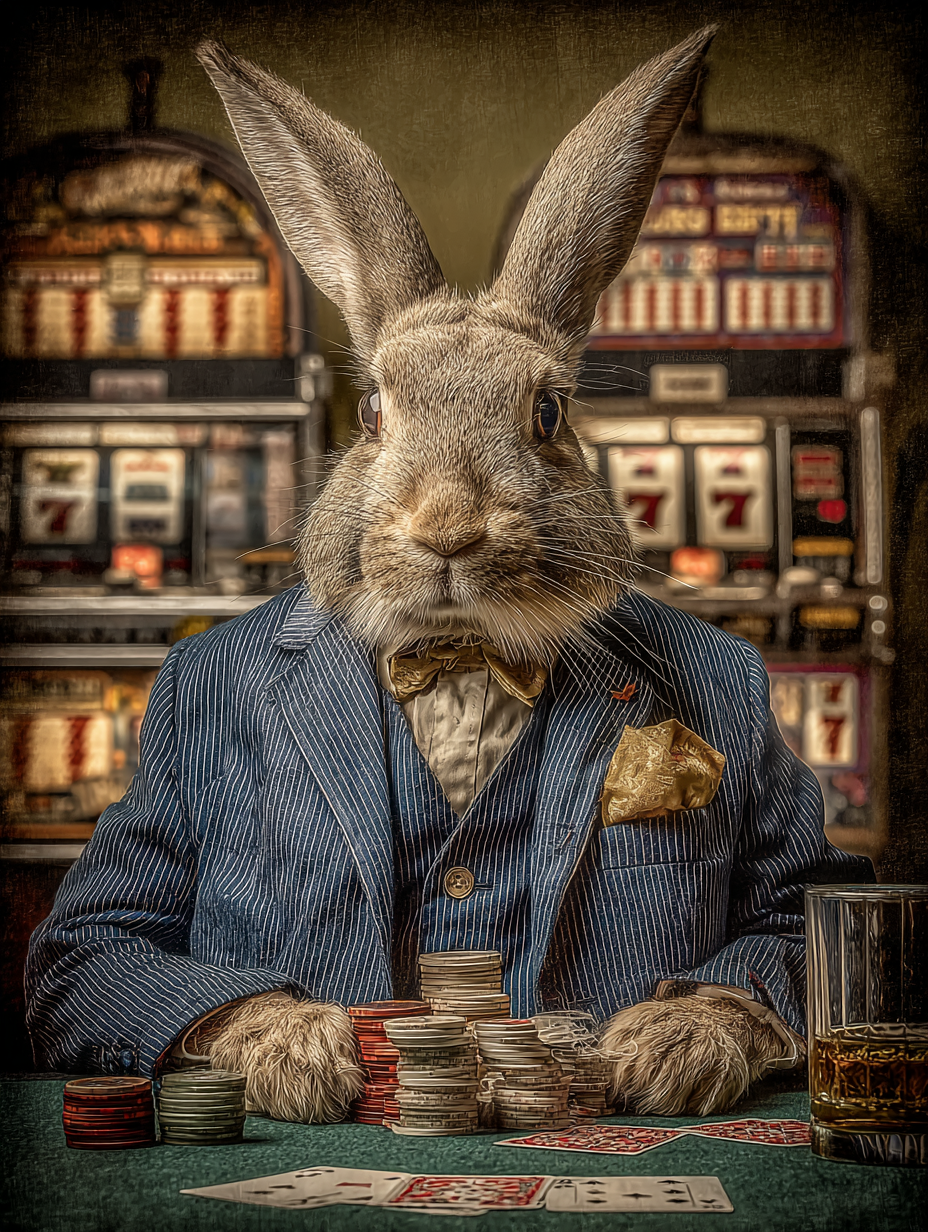 Gambler Rabbit Digital Download Wall Art