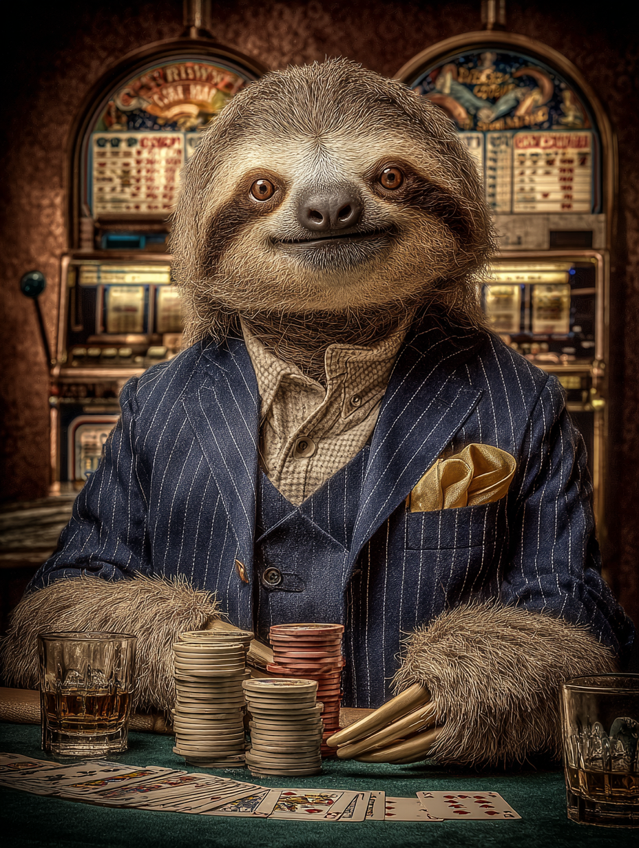 Gambler Sloth Digital Download Wall Art
