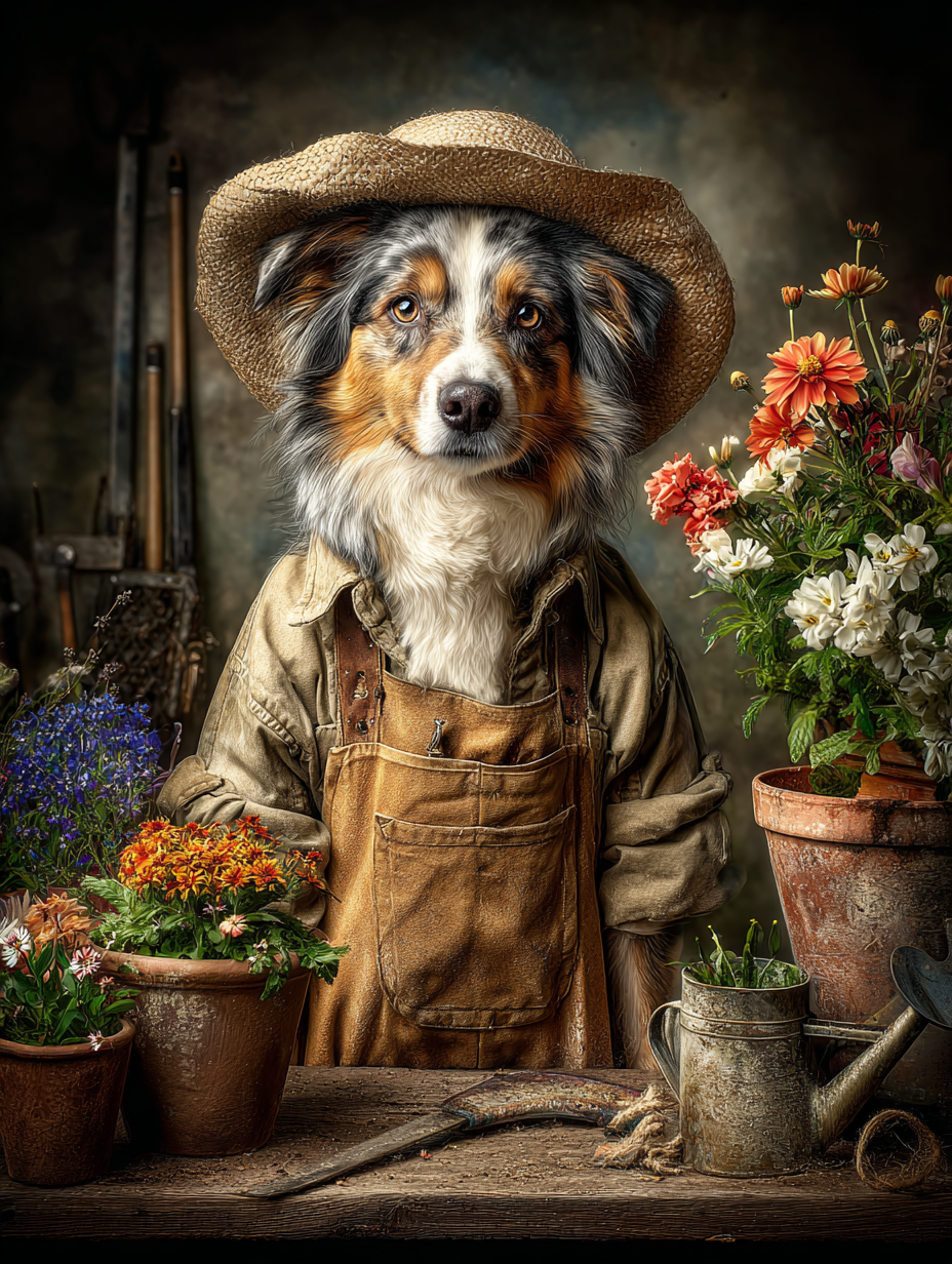 Gardener Australian Shepherd Digital Download Wall Art