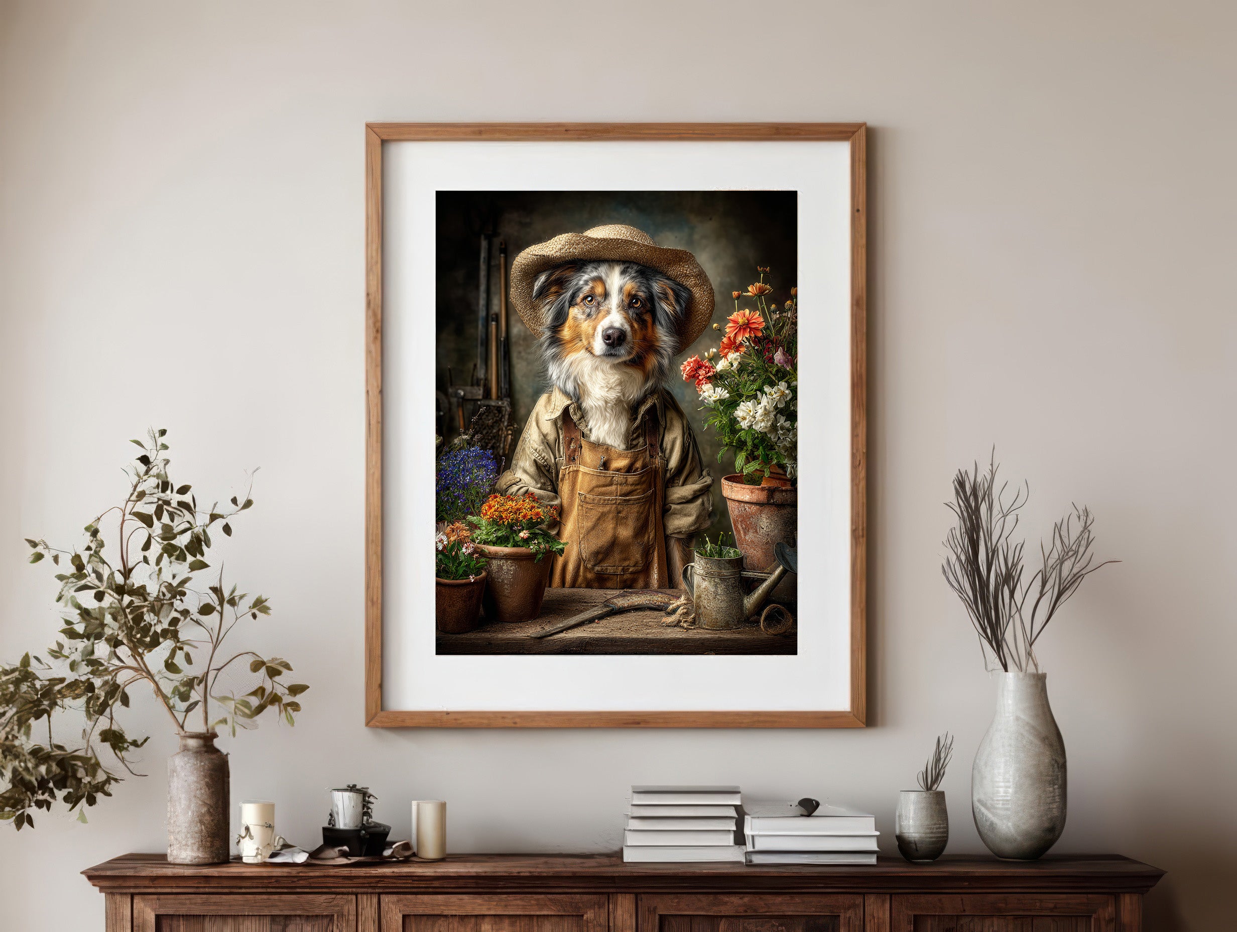 Gardener Australian Shepherd Digital Download Wall Art