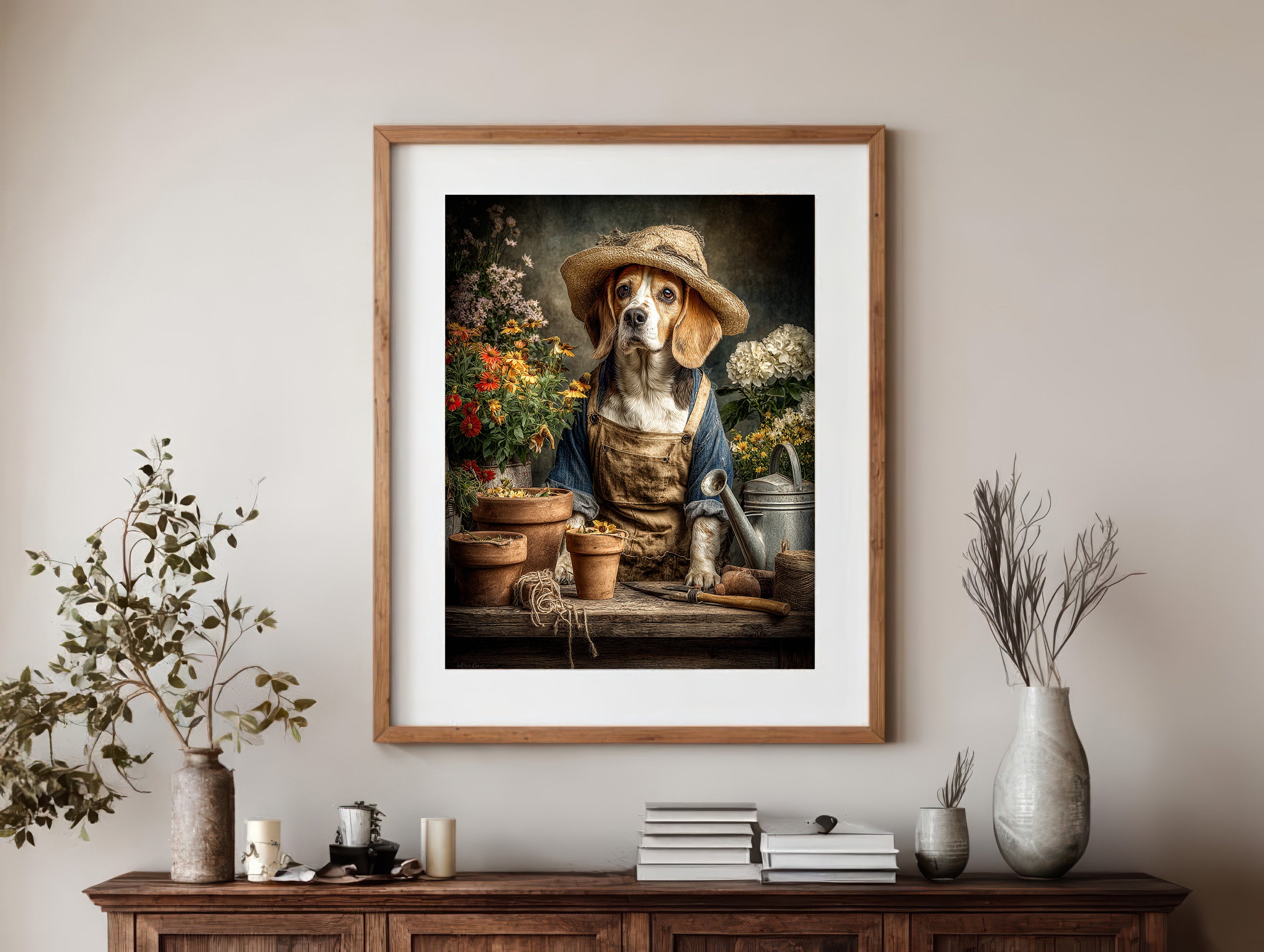 Gardener Beagle Digital Download Wall Art