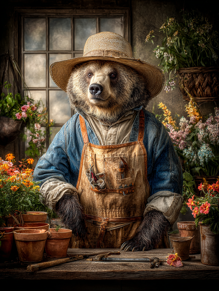 Gardener Bear Digital Download Wall Art