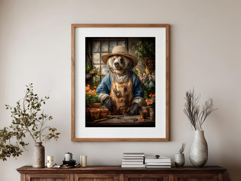 Gardener Bear Digital Download Wall Art