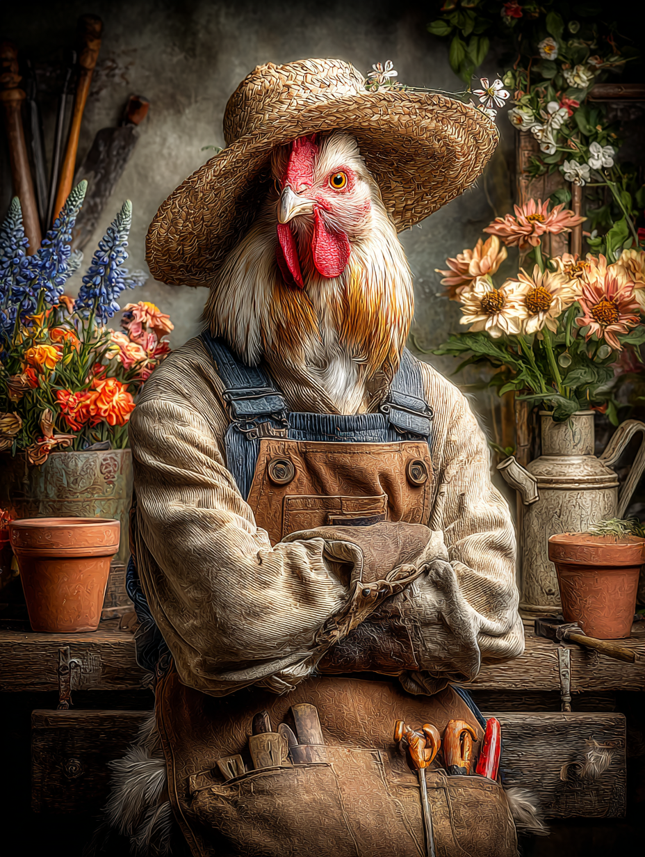 Gardener Chicken Digital Download Wall Art