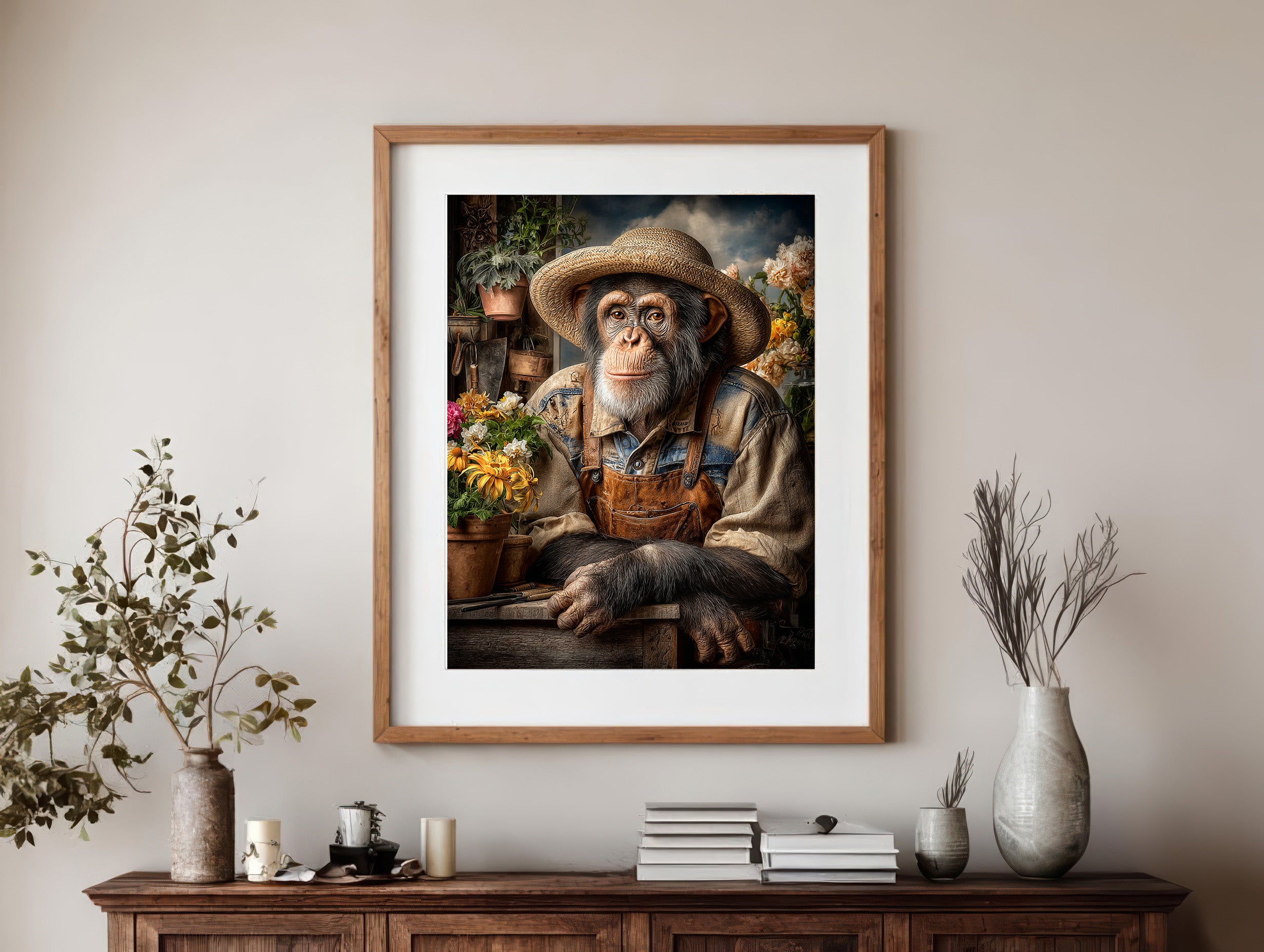 Gardener Chimpanzee Digital Download Wall Art