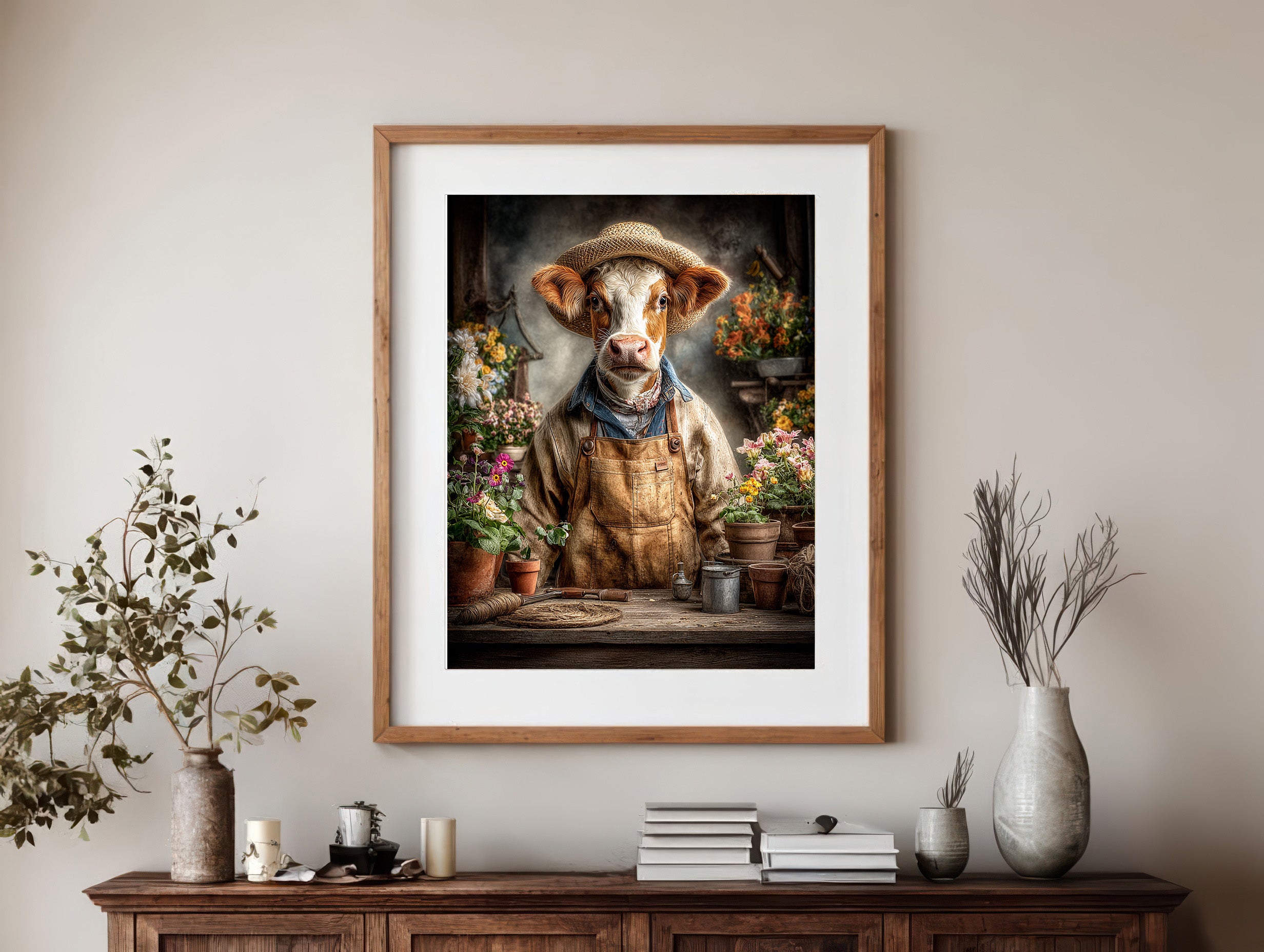 Gardener Cow Digital Download Wall Art