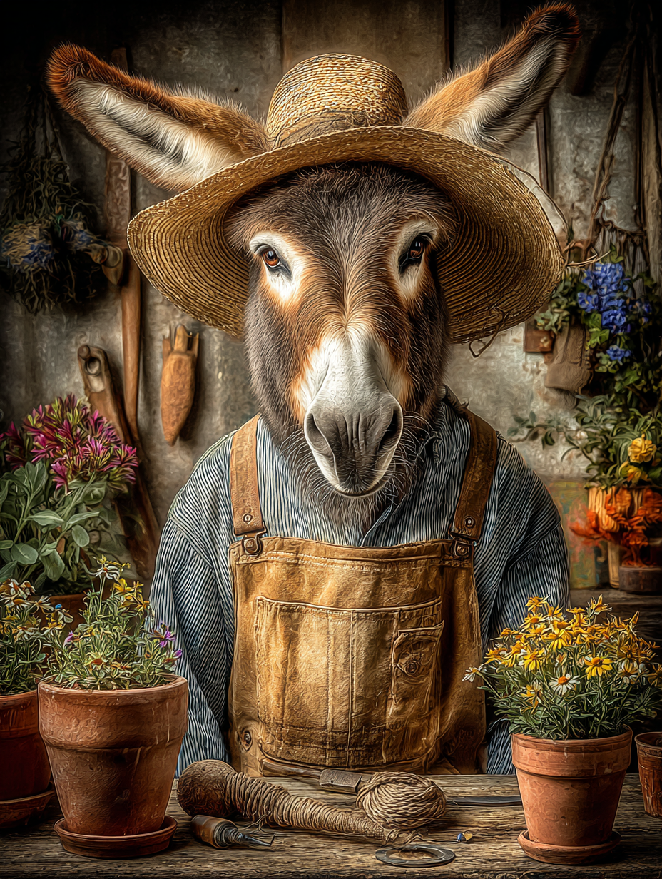 Gardener Donkey Digital Download Wall Art
