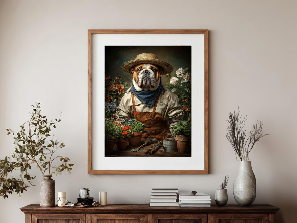Gardener English Bulldog Digital Download Wall Art