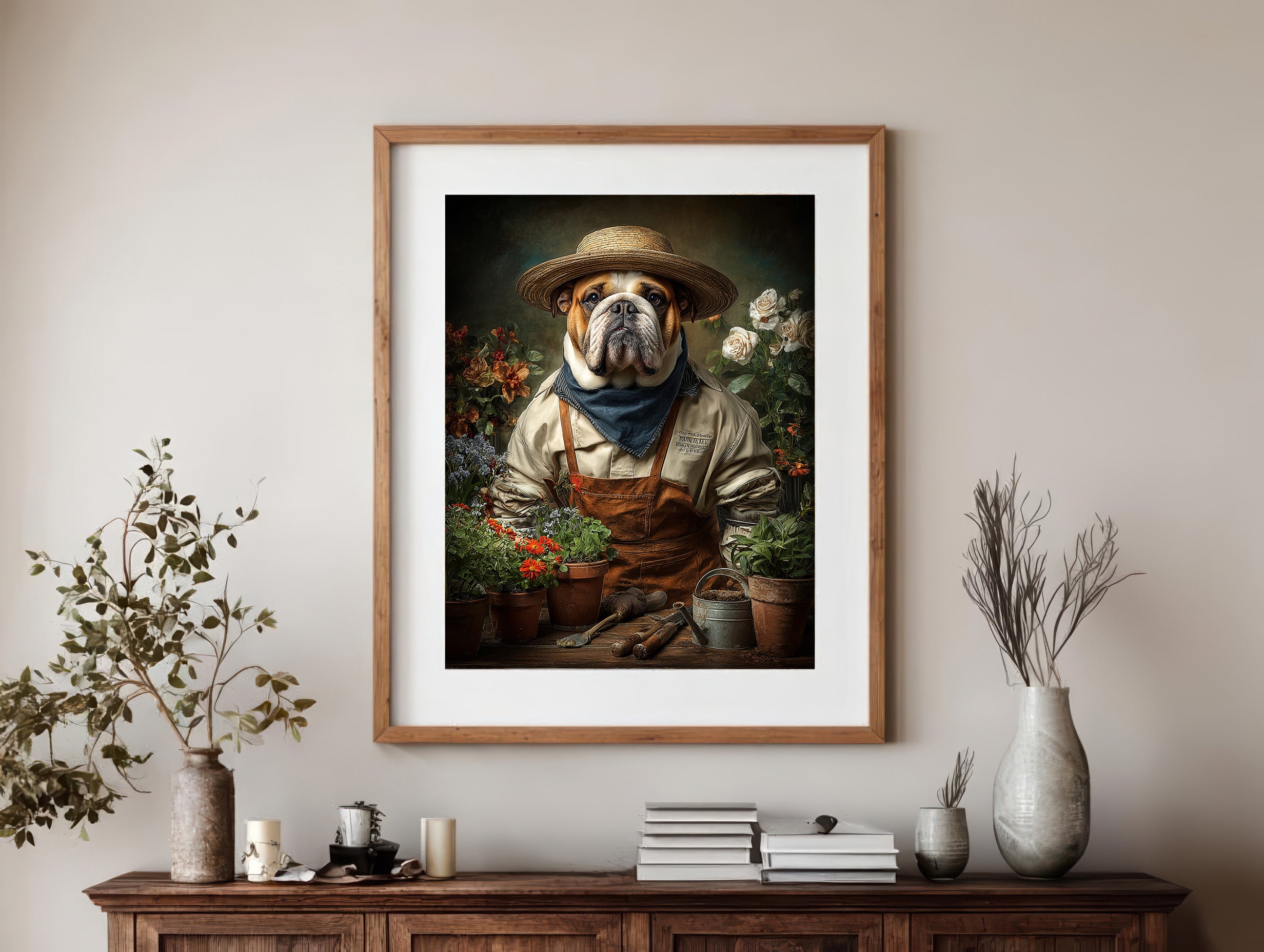 Gardener English Bulldog Digital Download Wall Art