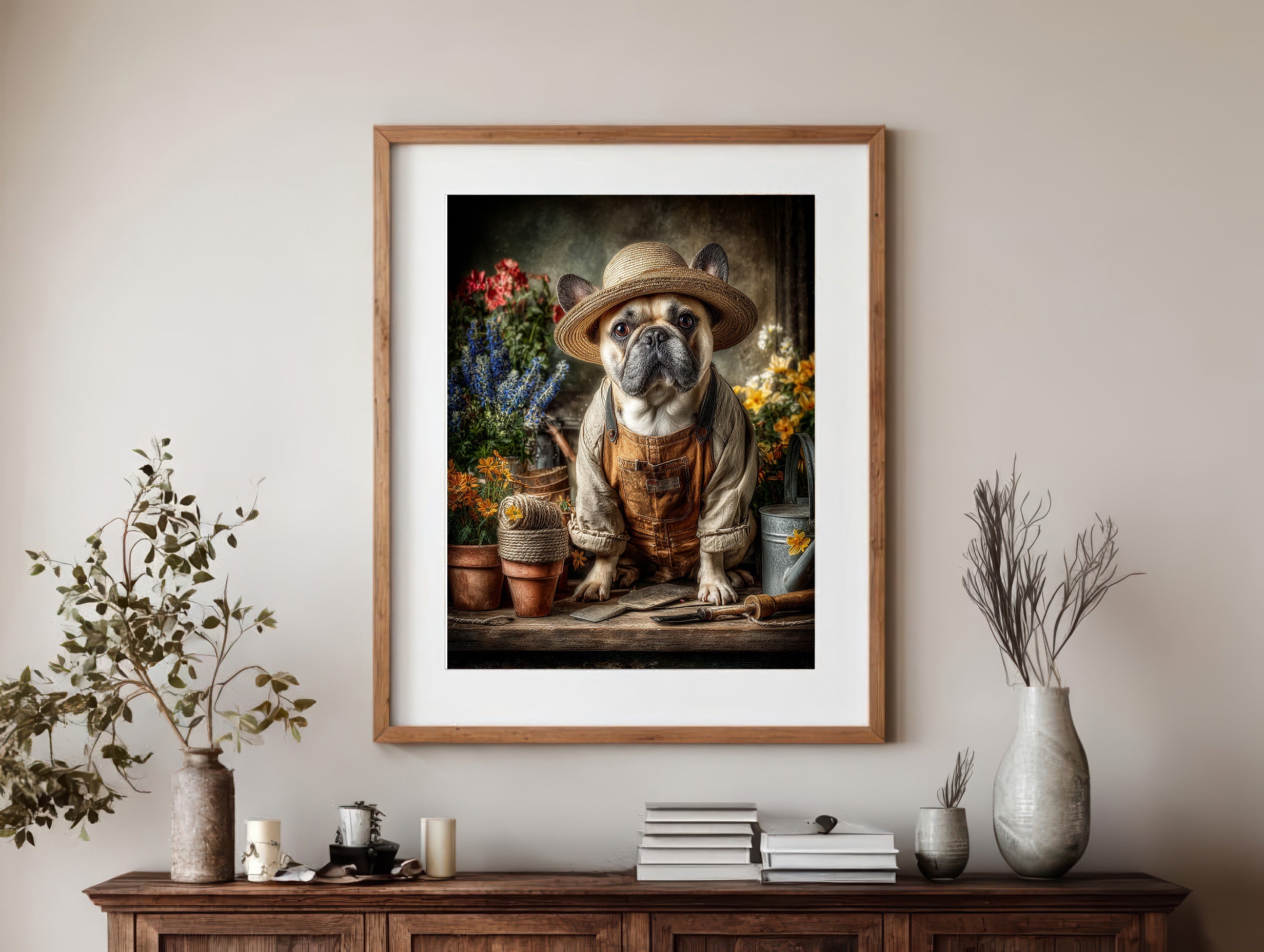 Gardener French Bulldog Digital Download Wall Art