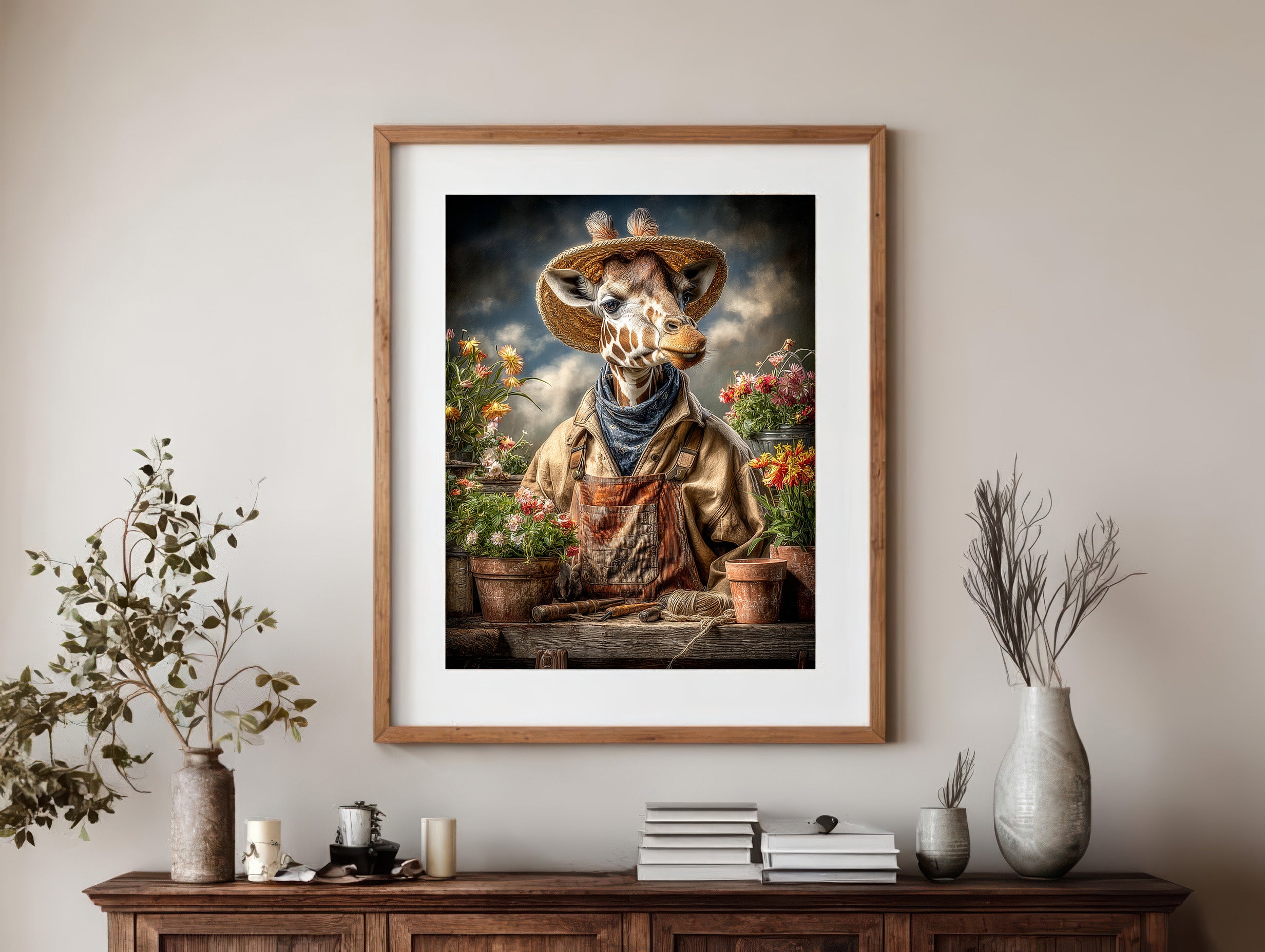 Gardener Giraffe Digital Download Wall Art