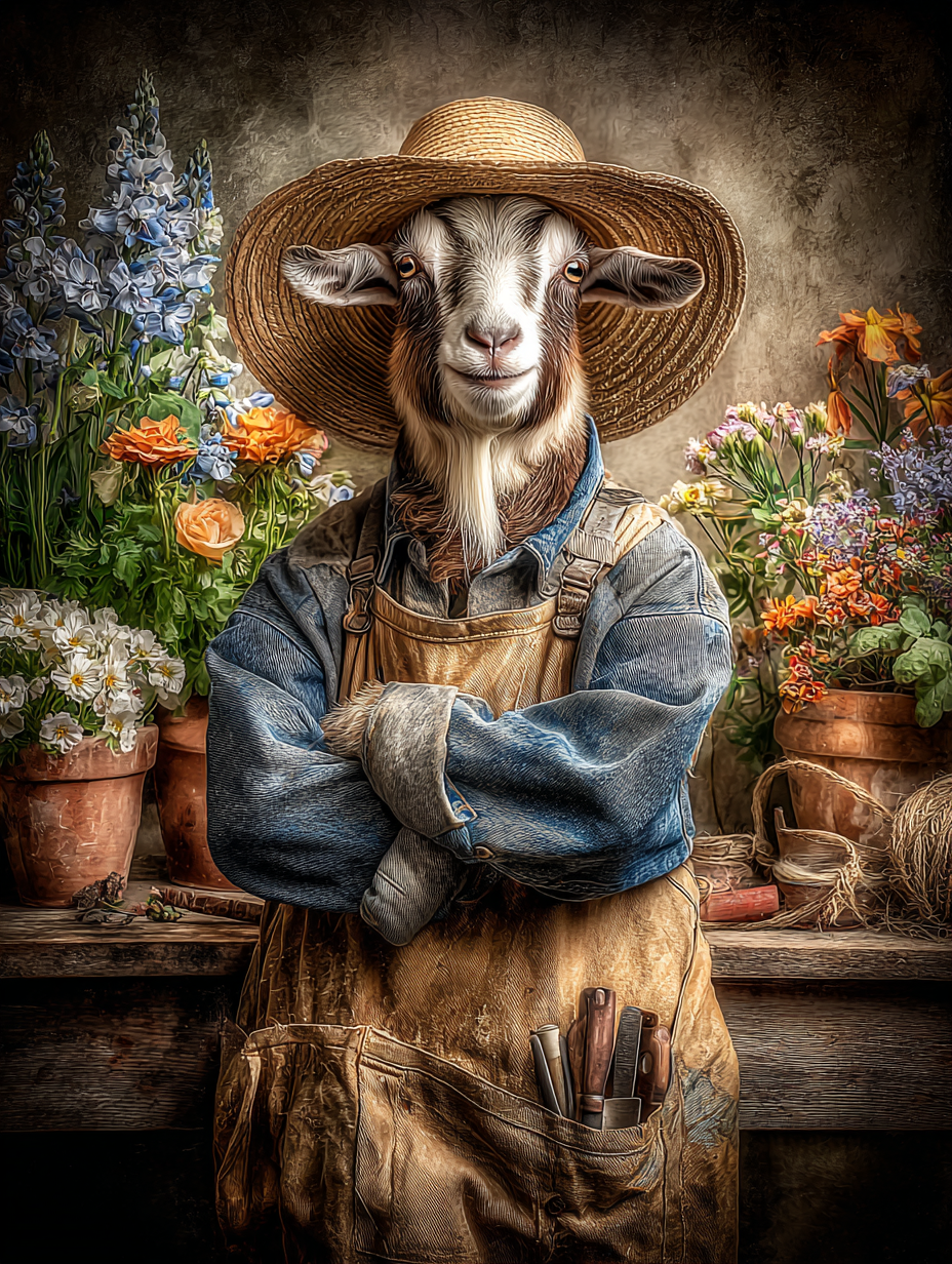 Gardener Goat Digital Download Wall Art