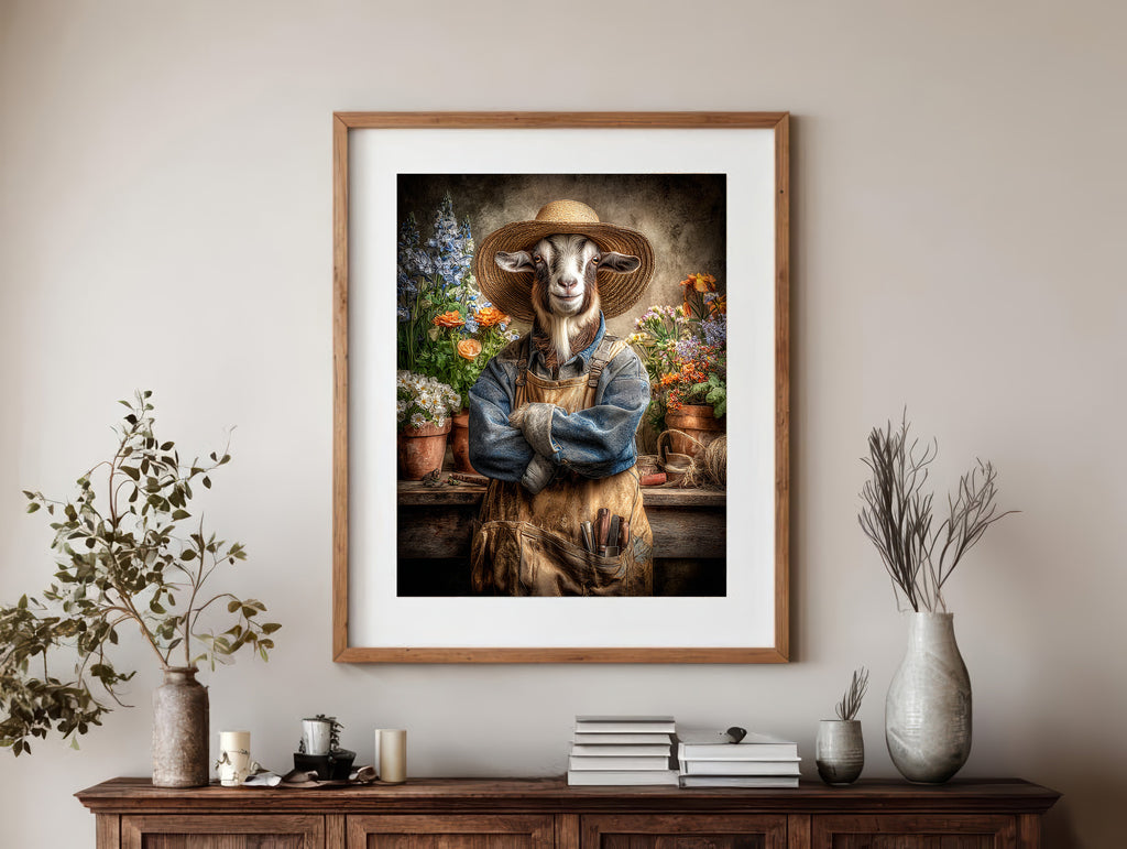 Gardener Goat Digital Download Wall Art