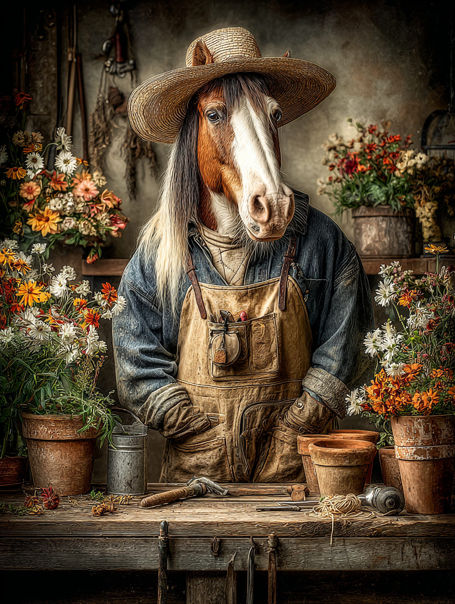 Gardener Horse Digital Download Wall Art
