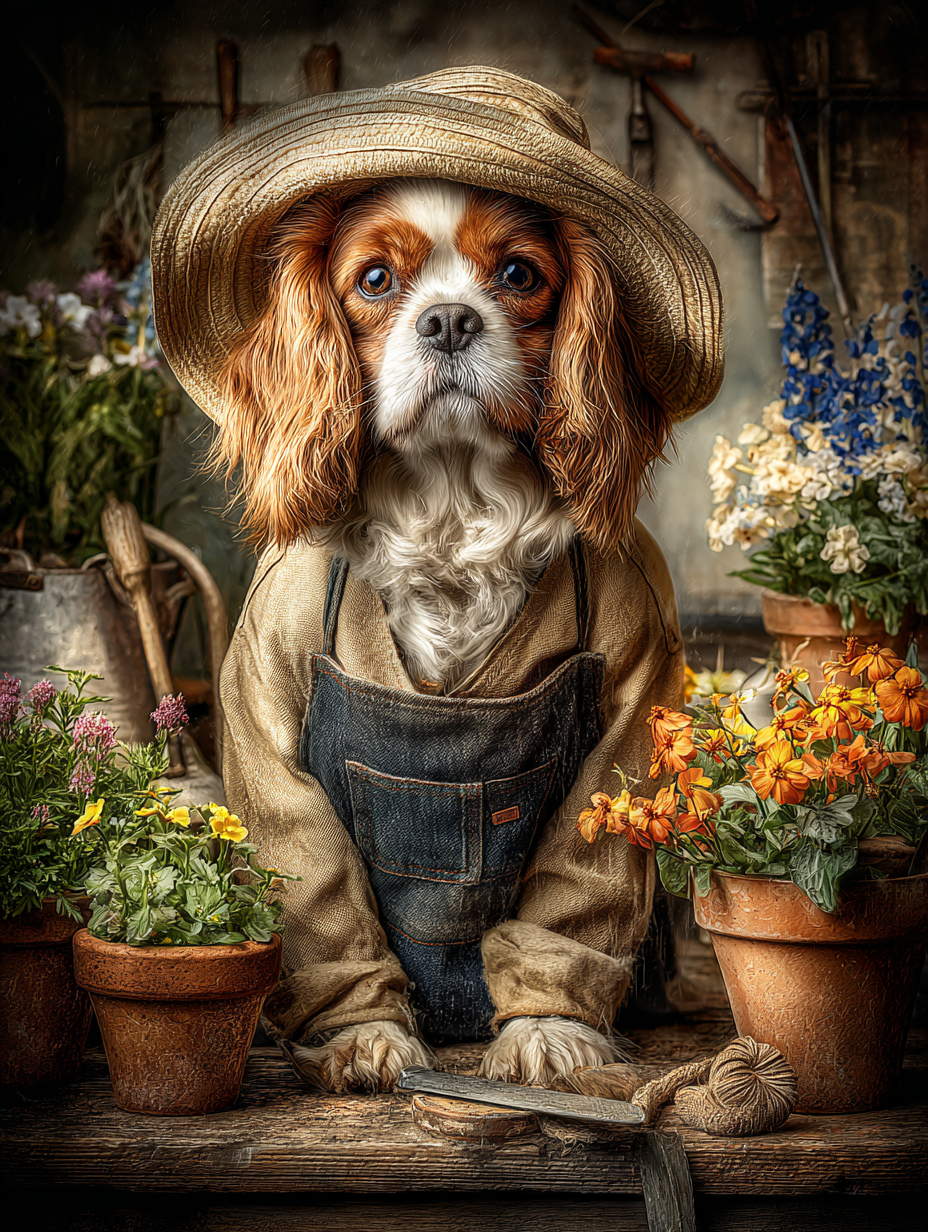Gardener King Charles Digital Download Wall Art