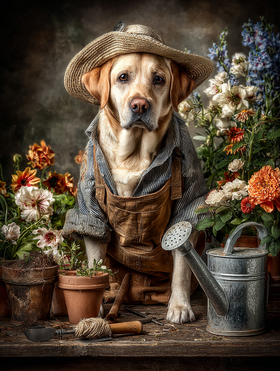 Gardener Labrador Retriever Digital Download Wall Art