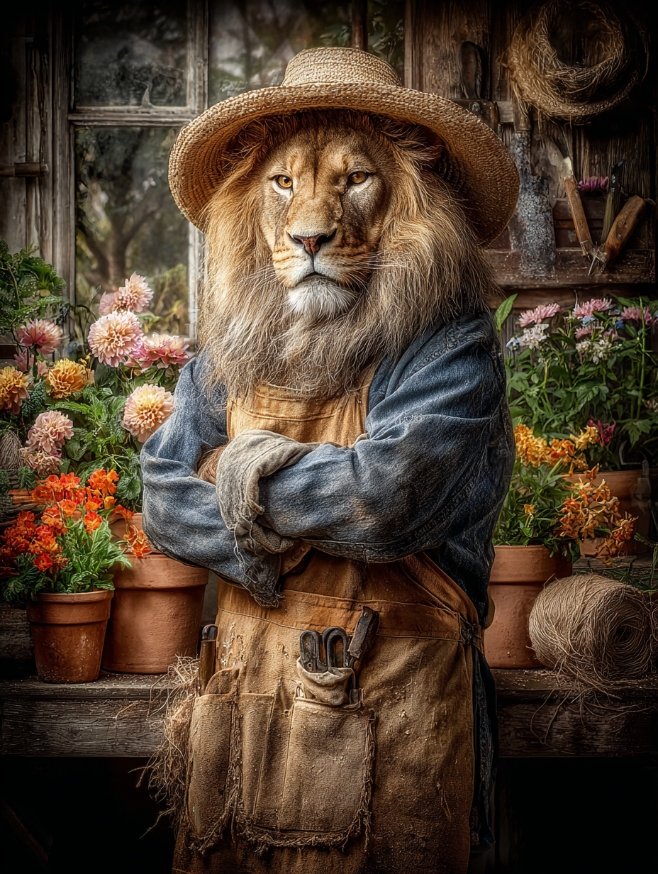 Gardener Lion Digital Download Wall Art