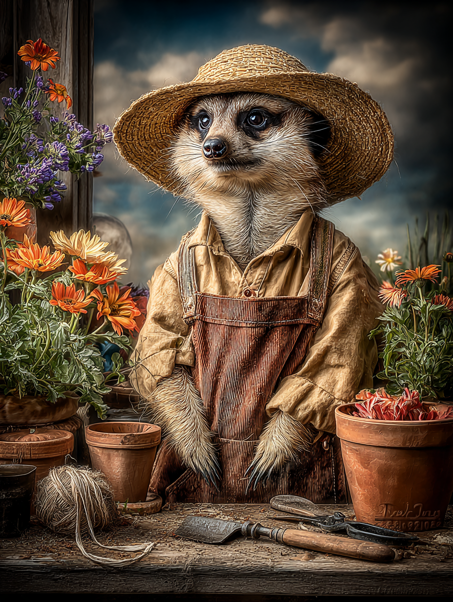 Gardener Meerkat Digital Download Wall Art