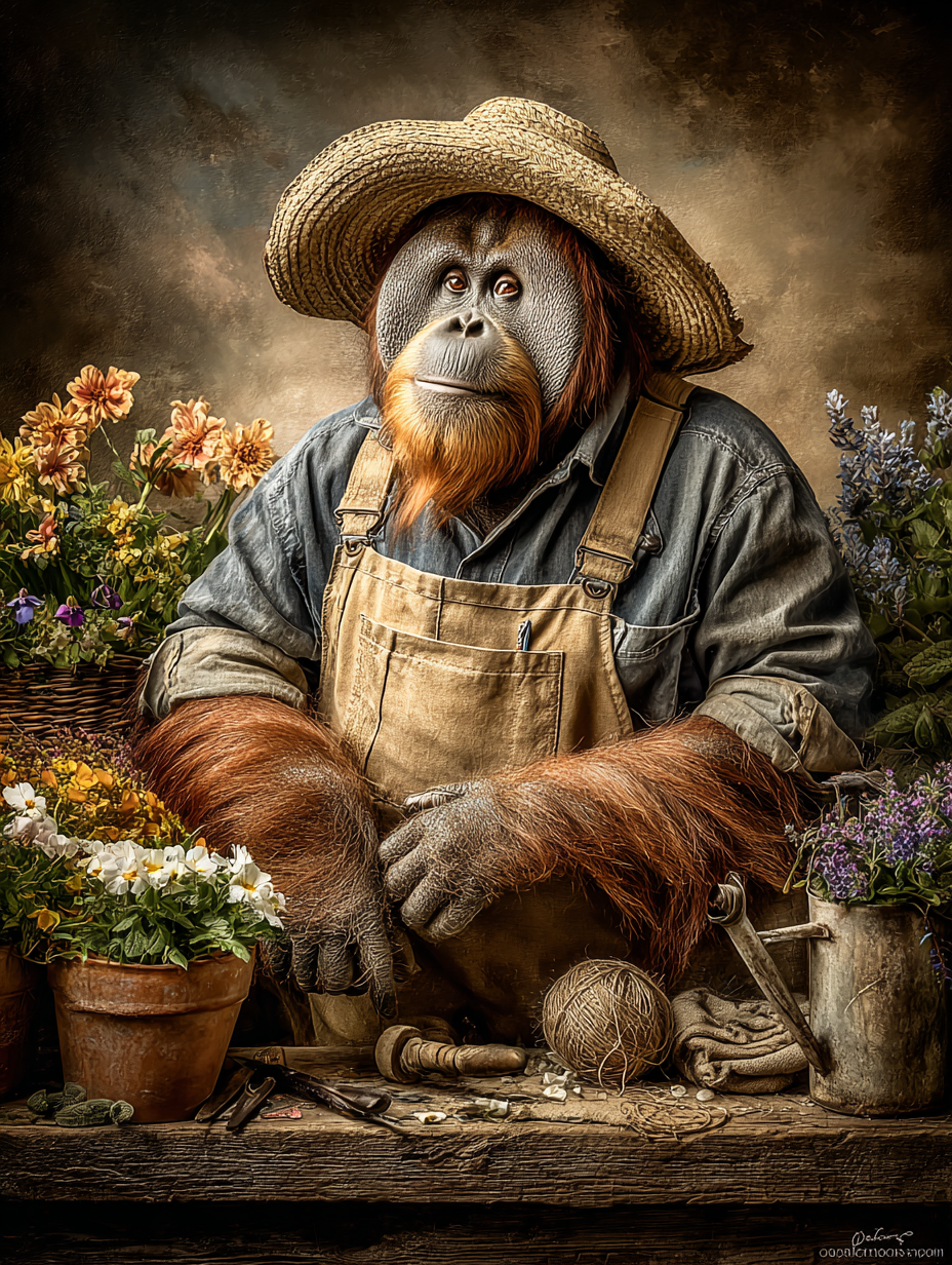 Gardener Orangutan Digital Download Wall Art