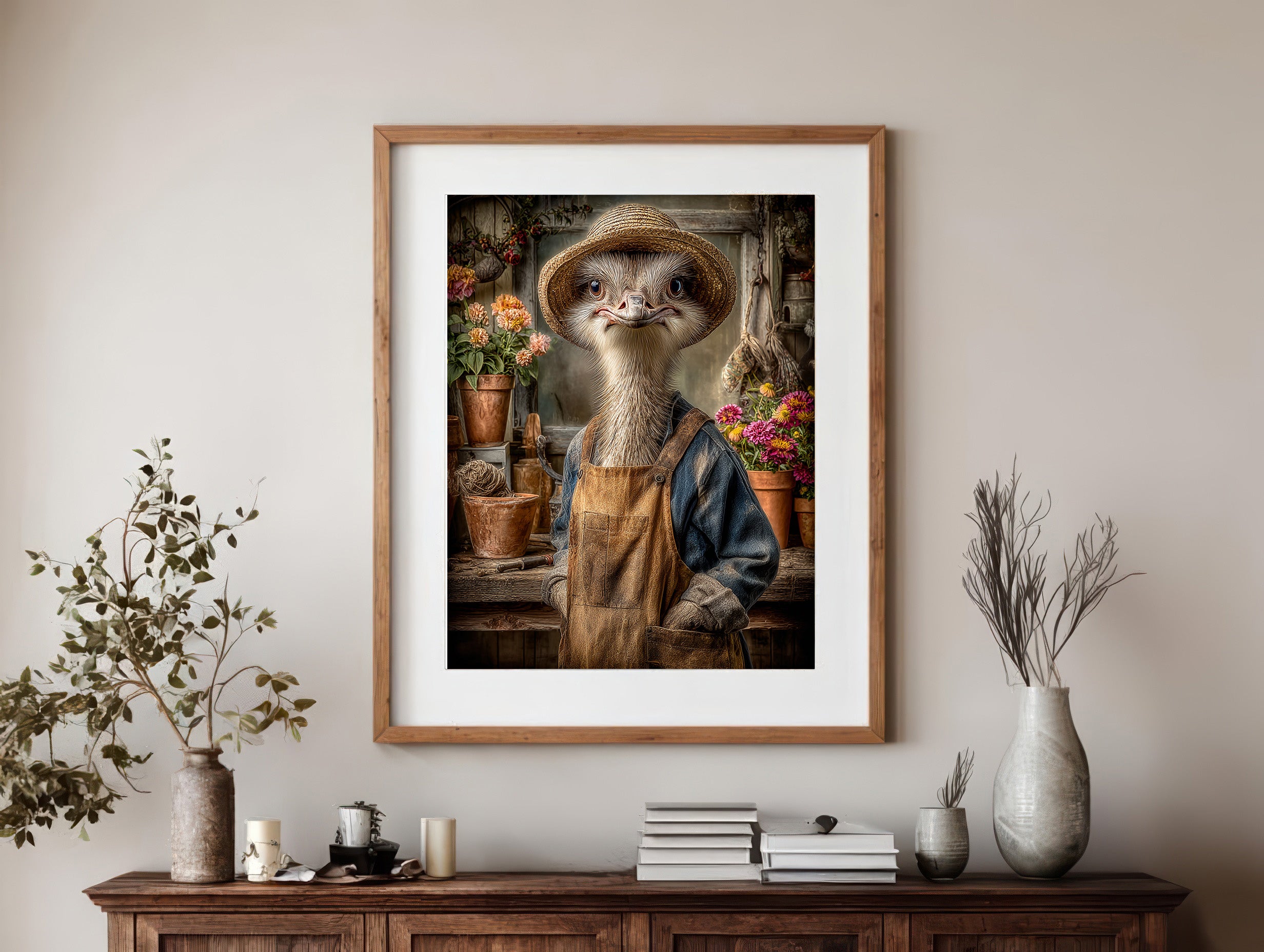 Gardener Ostrich Digital Download Wall Art