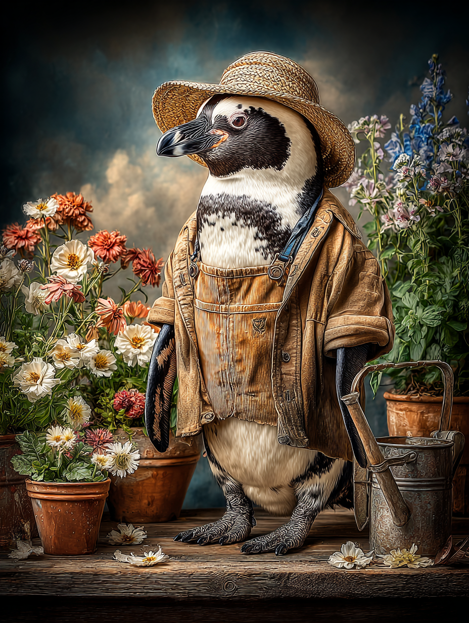Gardener Penguin Digital Download Wall Art