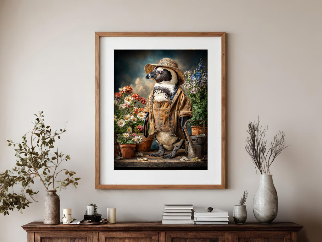 Gardener Penguin Digital Download Wall Art