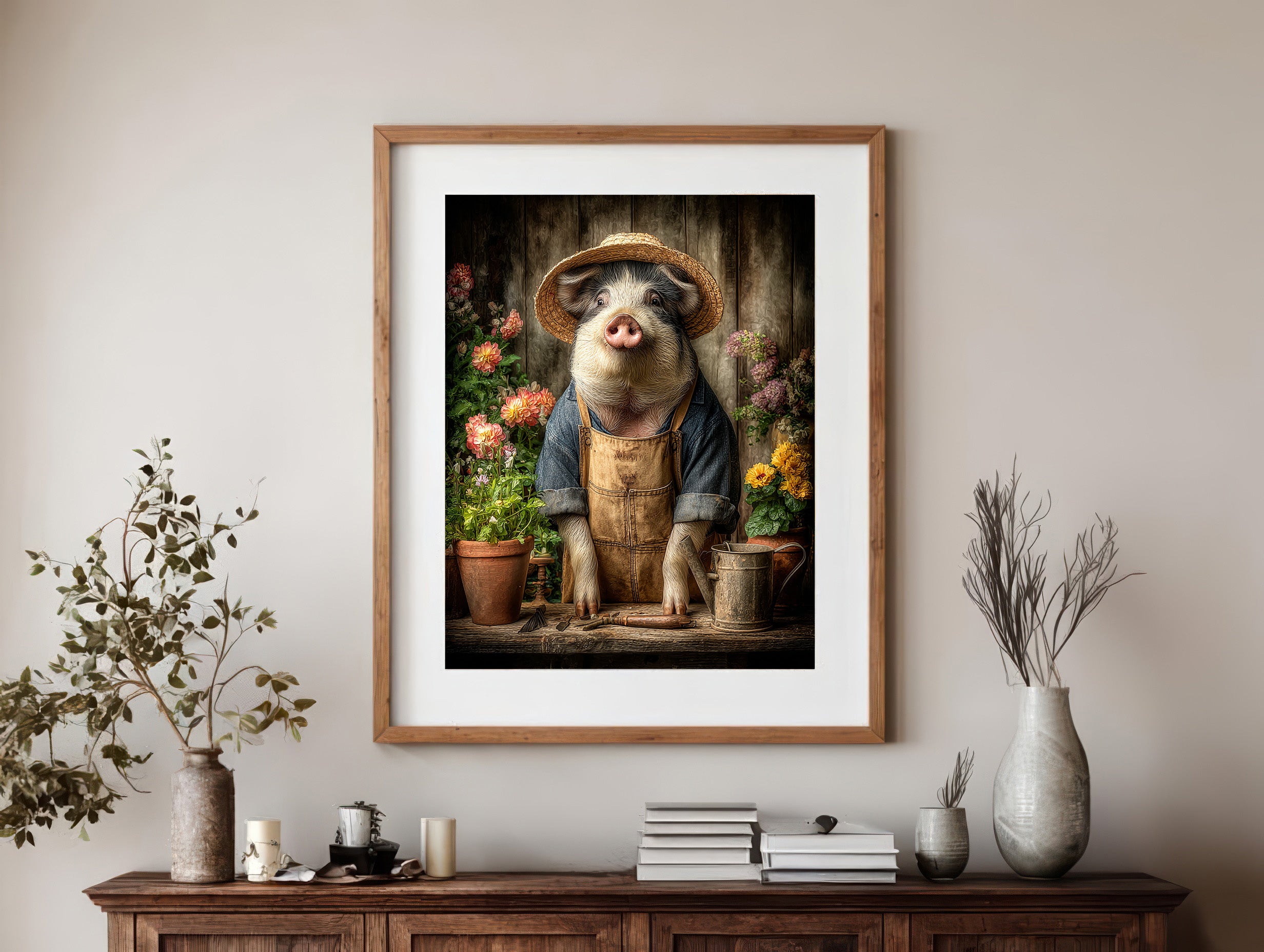 Gardener Pig Digital Download Wall Art