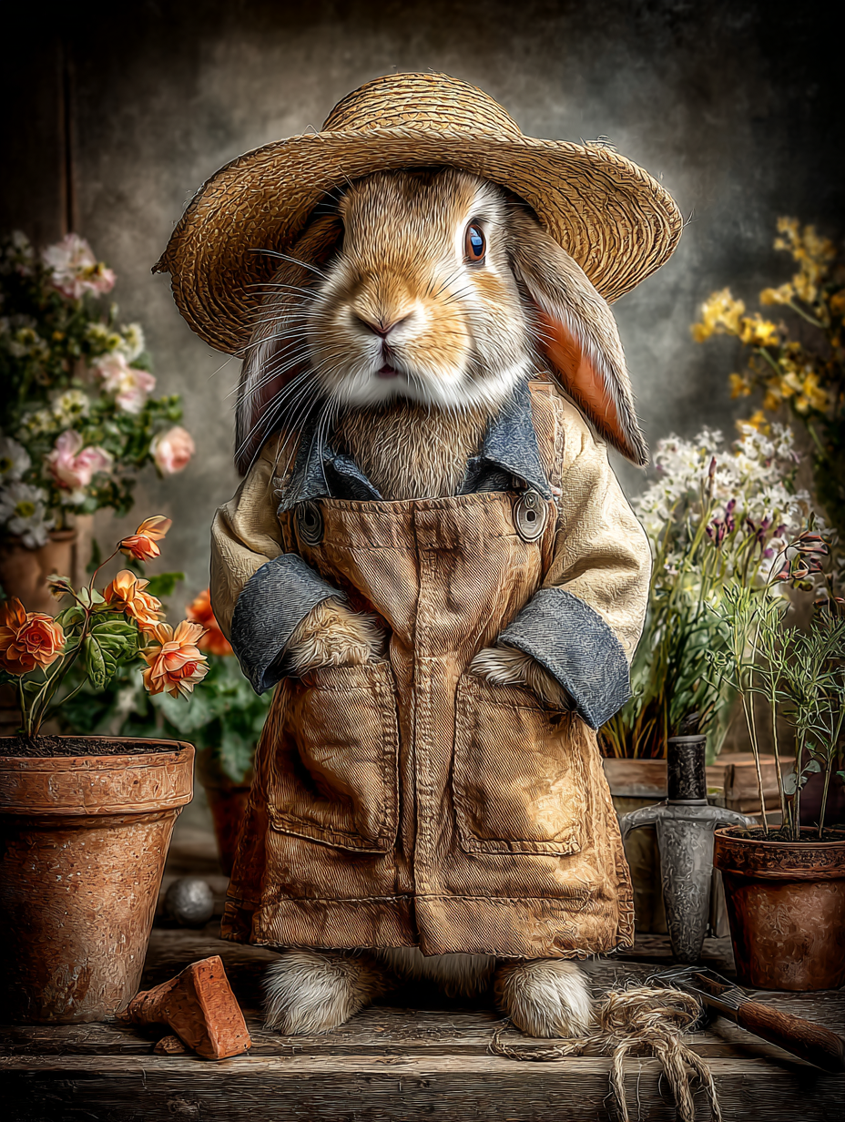 Gardener Rabbit Digital Download Wall Art