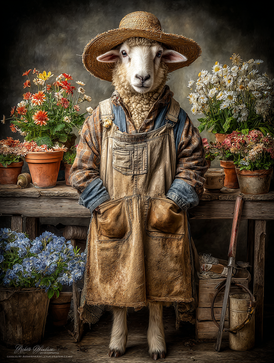 Gardener Sheep Digital Download Wall Art