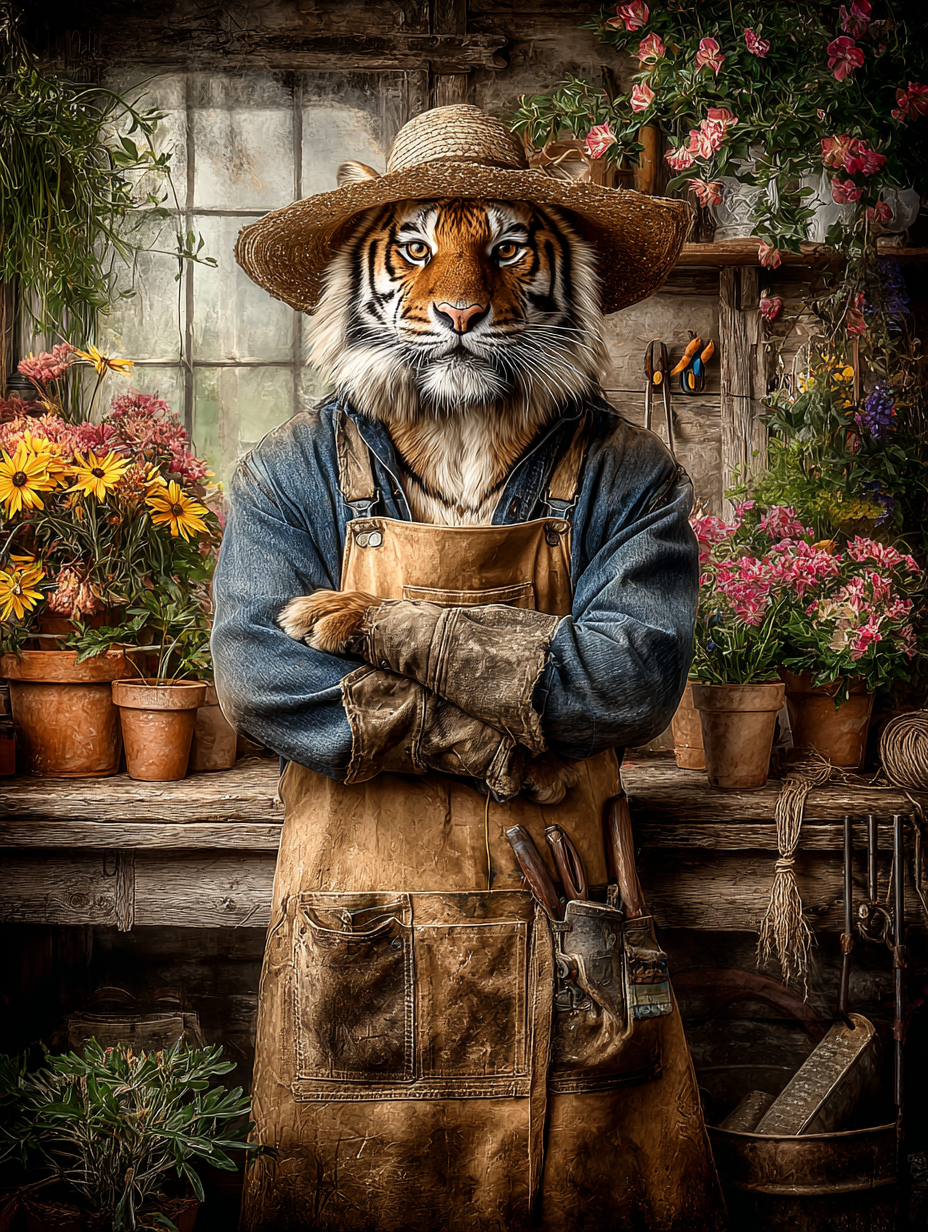 Gardener Tiger Digital Download Wall Art