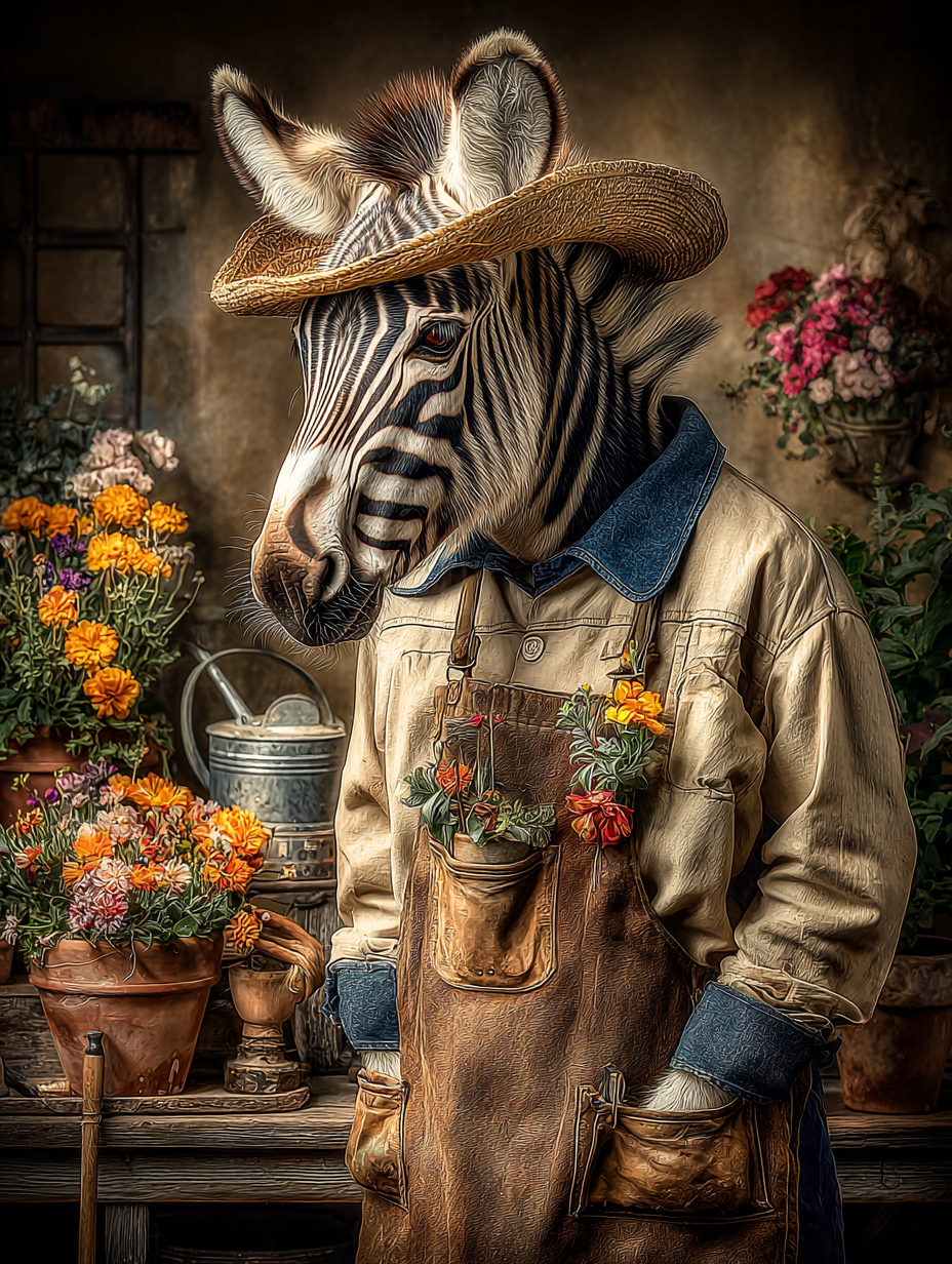 Gardener Zebra Digital Download Wall Art