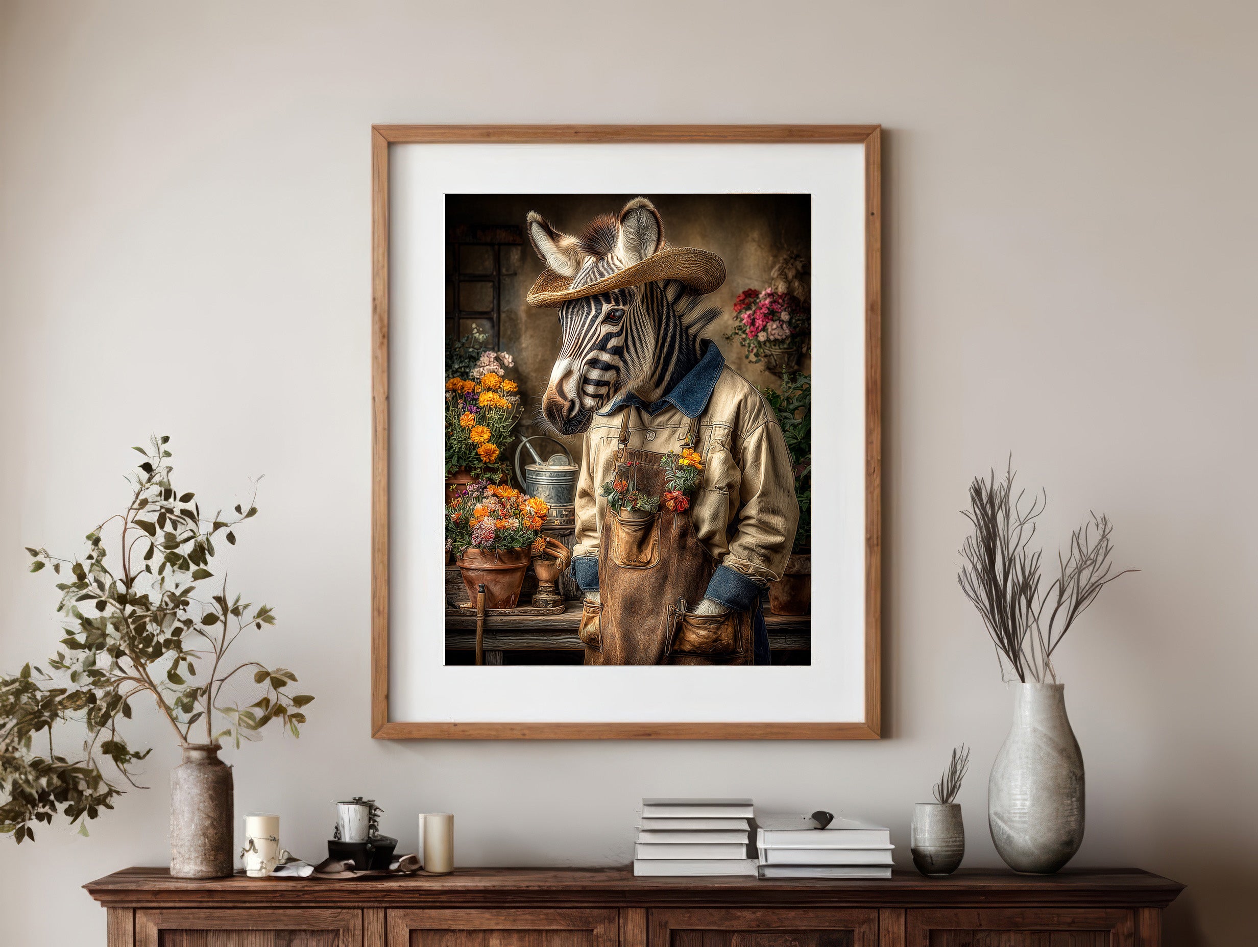 Gardener Zebra Digital Download Wall Art