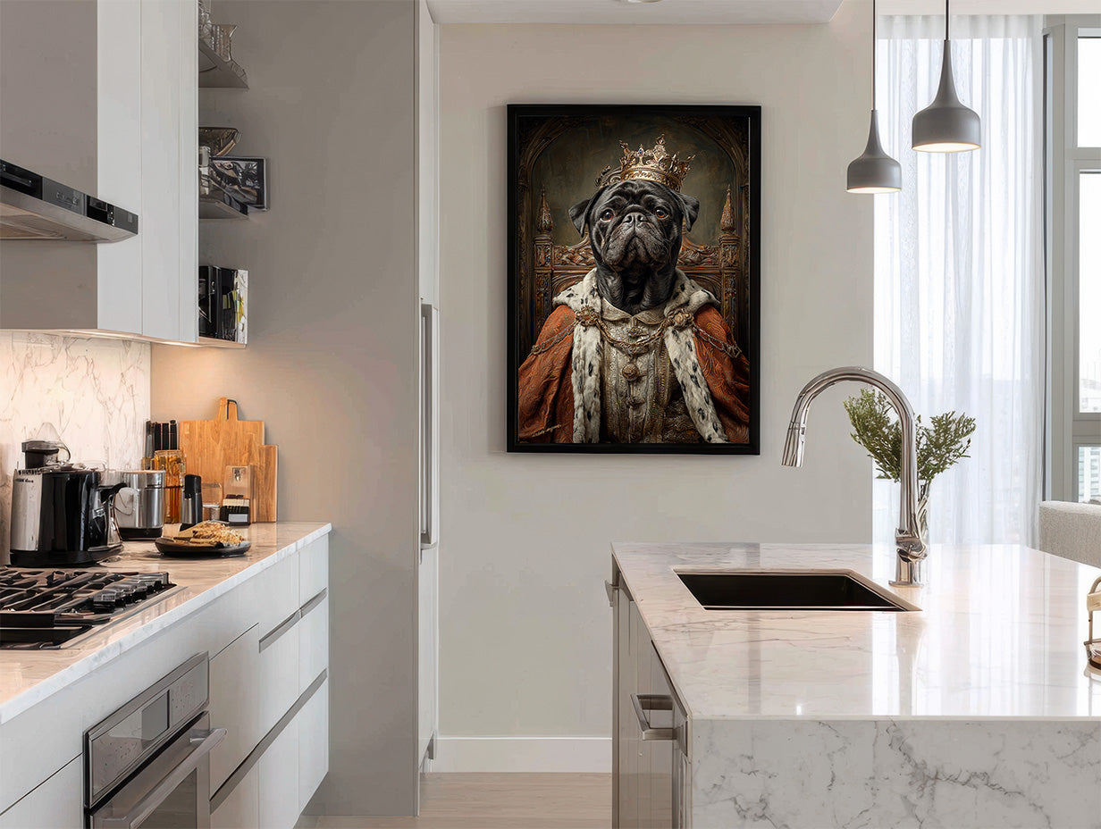 King Black Pug Digital Download Wall Art