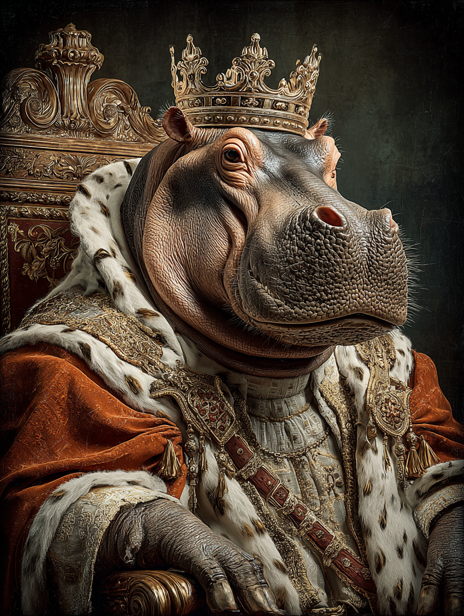 King Hippopotamus Digital Download Wall Art