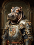 Knight Hippopotamus Digital Download Wall Art