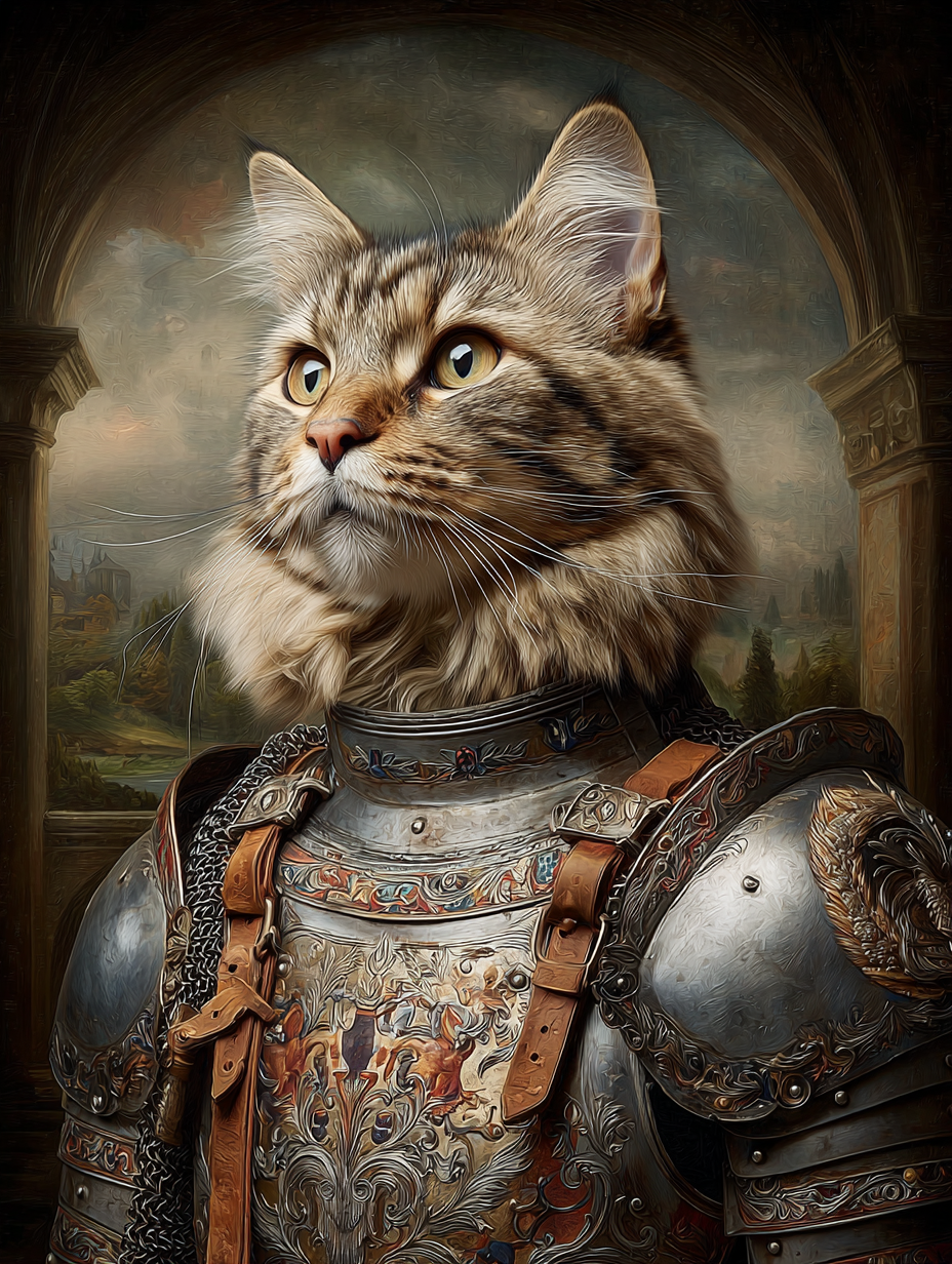 Knight Maine Coon Cat Digital Download Wall Art