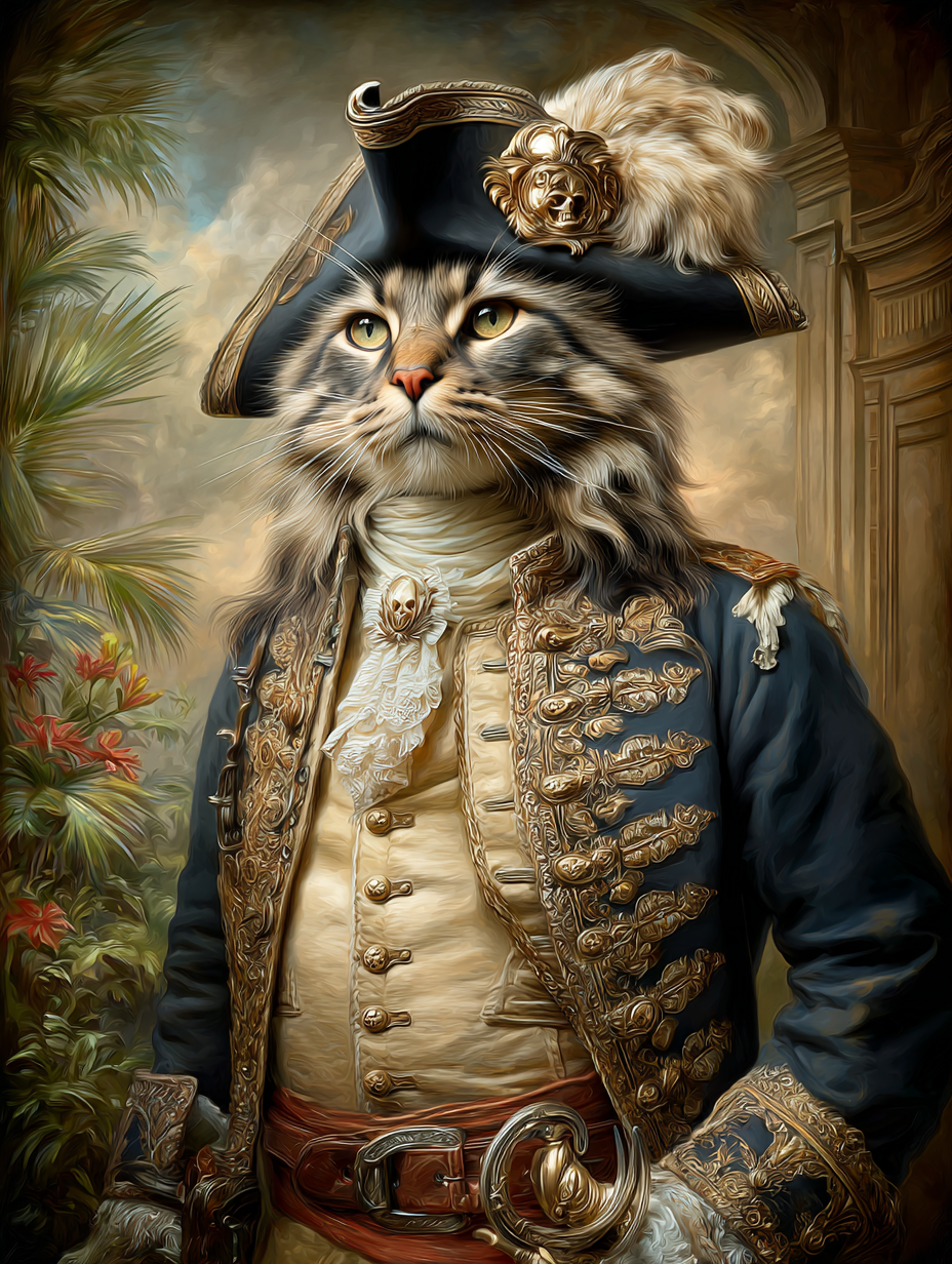 Pirate Maine Coon Cat Digital Download Wall Art