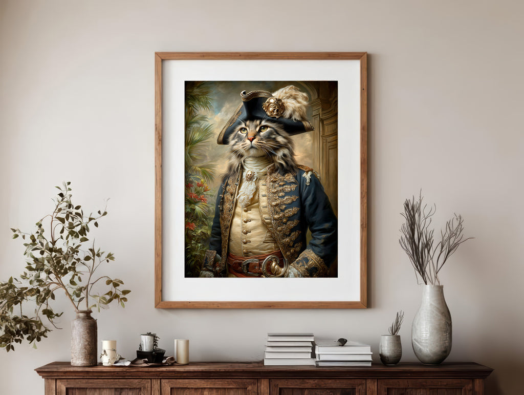 Pirate Maine Coon Cat Digital Download Wall Art