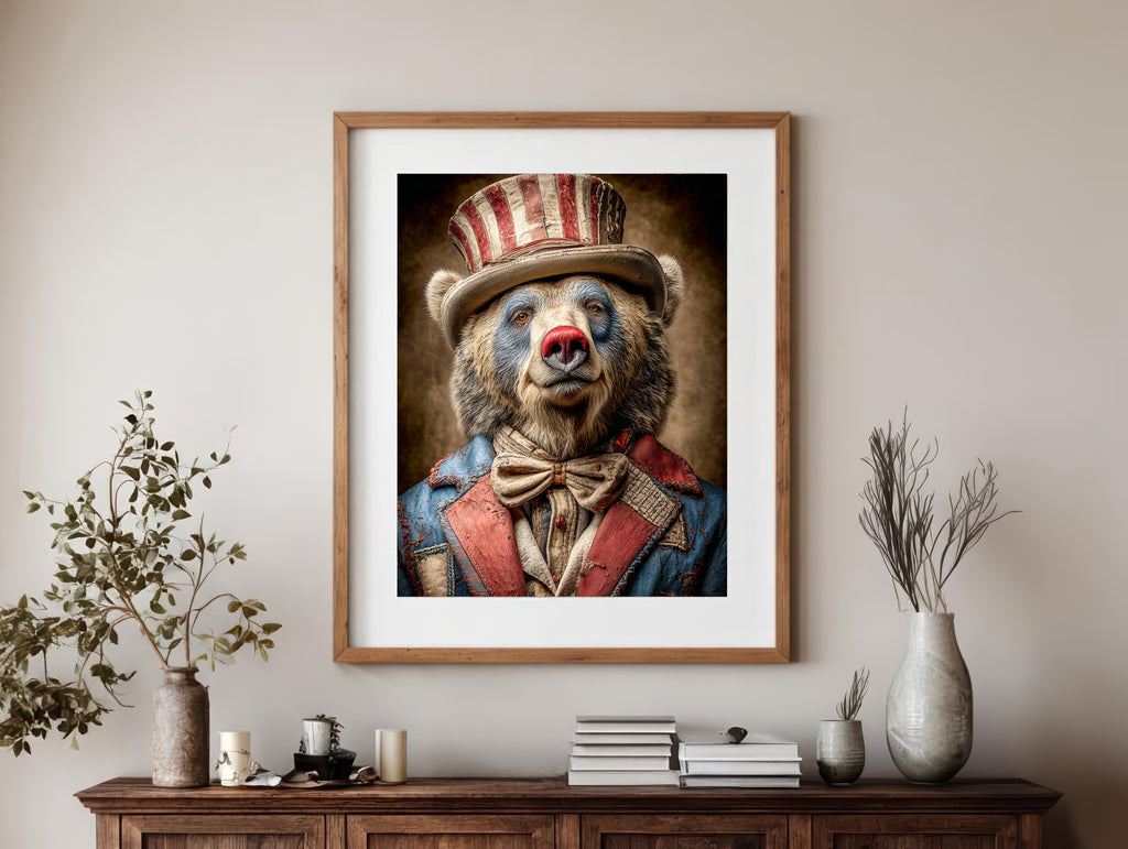Rodeo Clown Bear Digital Download Wall Art