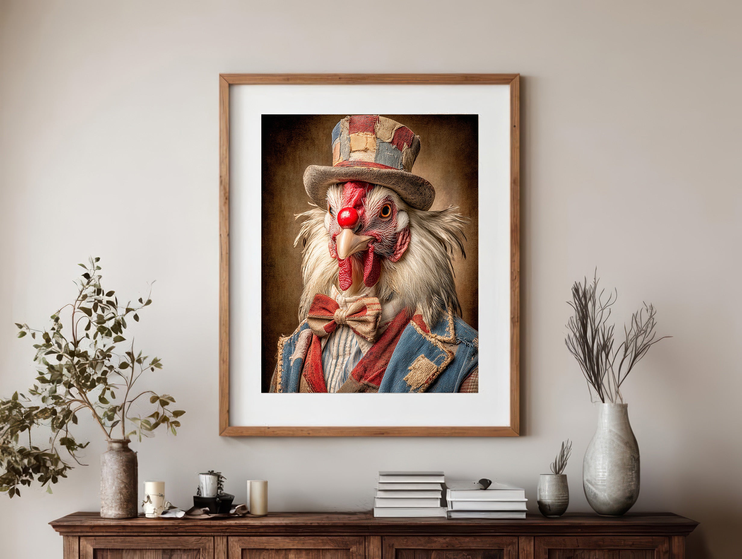 Rodeo Clown Chicken Digital Download Wall Art