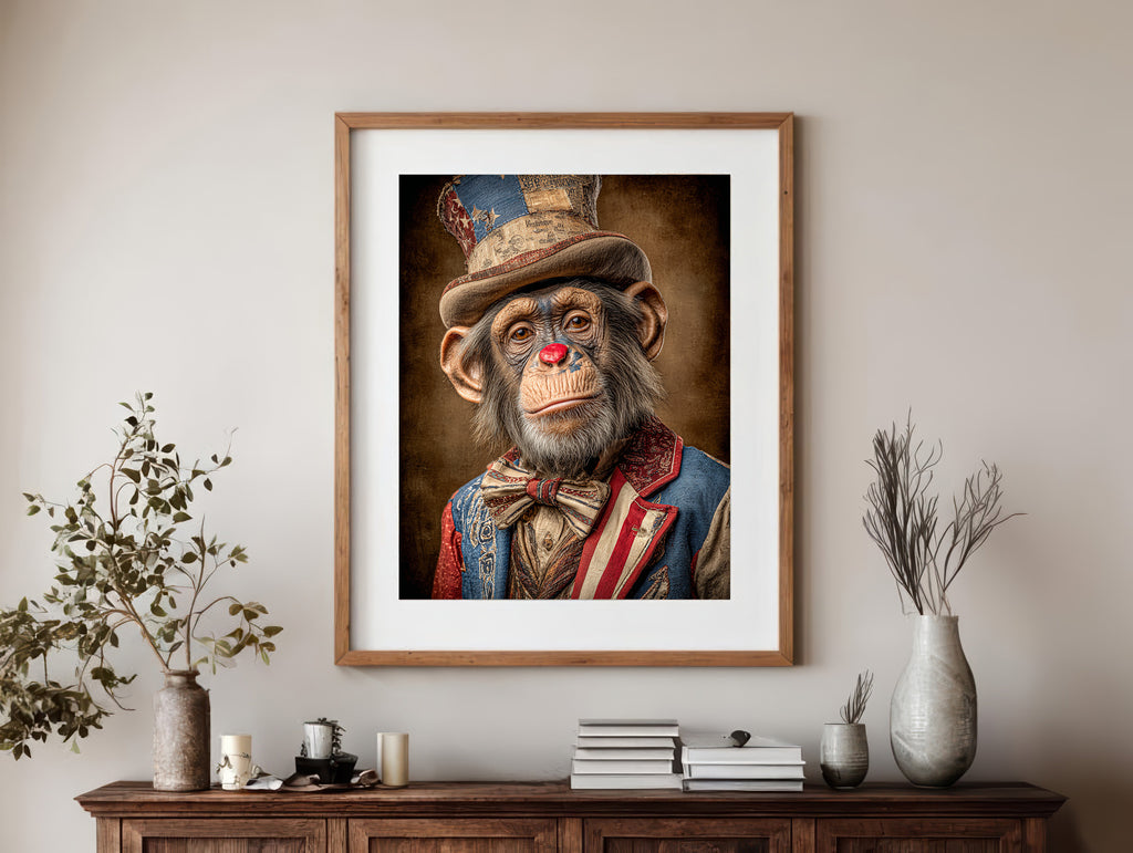 Rodeo Clown Chimpanzee Digital Download Wall Art