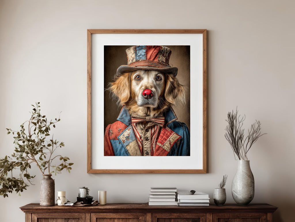 Rodeo Clown Golden Retriever Digital Download Wall Art