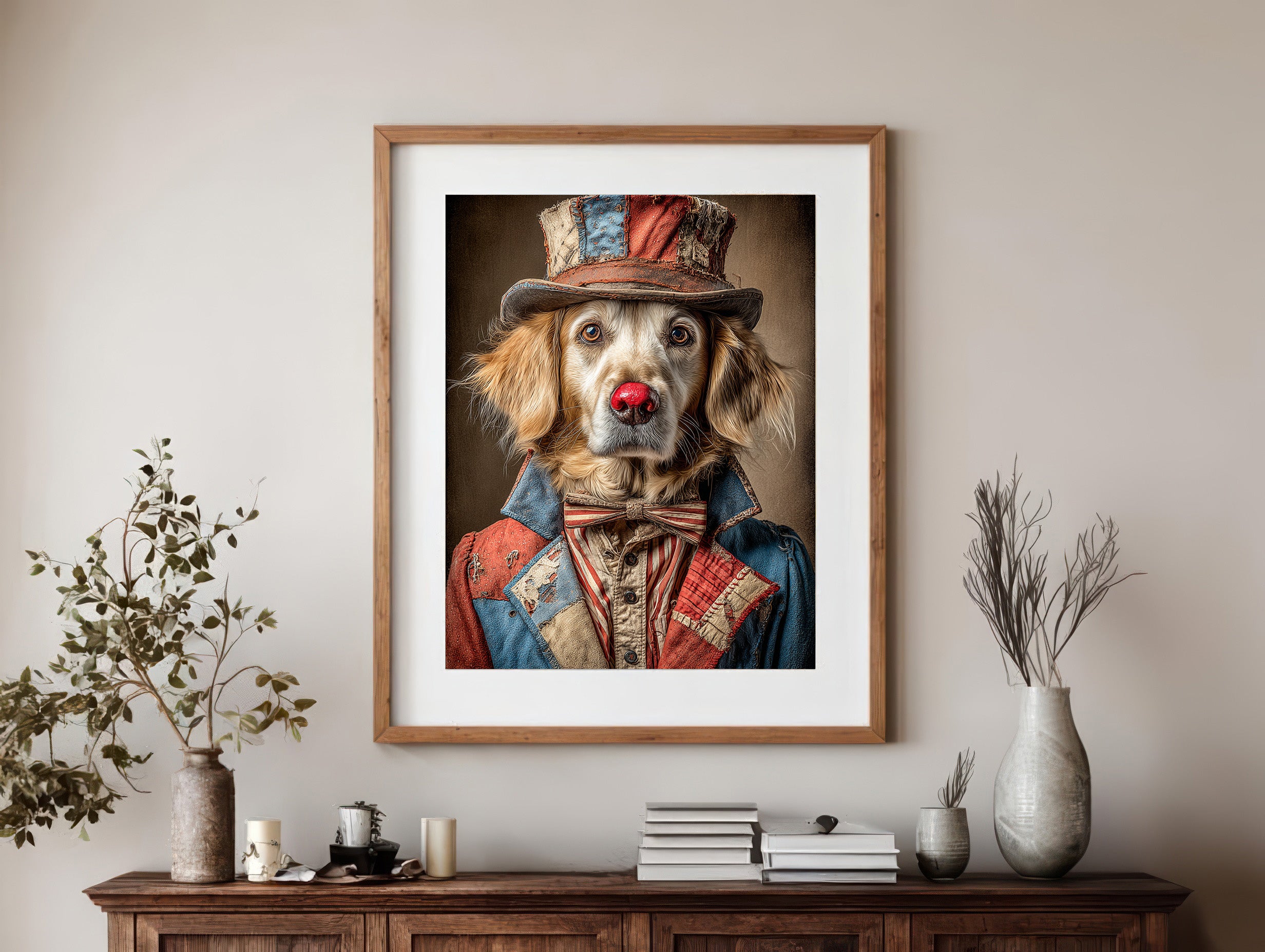 Rodeo Clown Golden Retriever Digital Download Wall Art