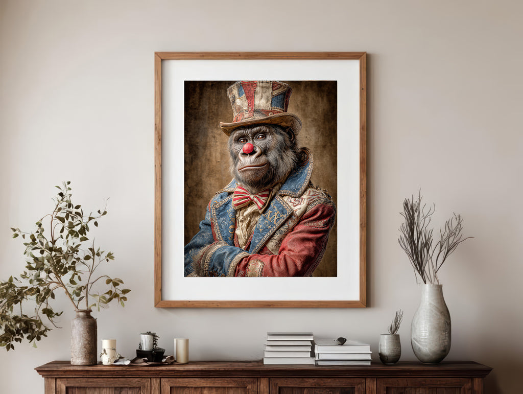Rodeo Clown Gorilla Digital Download Wall Art